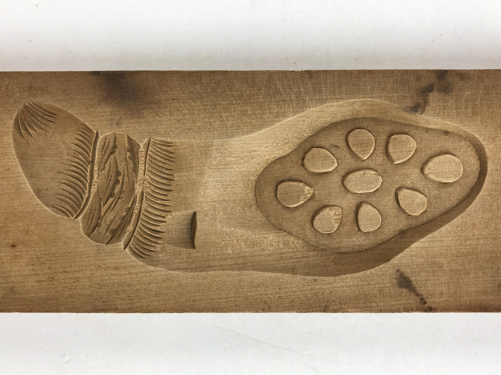 Japanese Wooden Carved Kashigata Cake Mold Vtg Sweet Wagashi Lotus Root Kg486