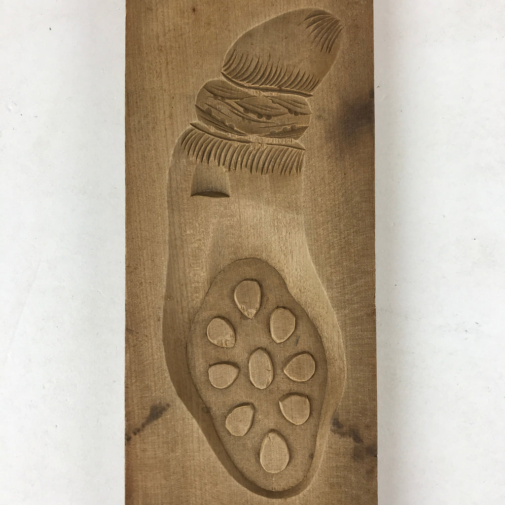 Japanese Wooden Carved Kashigata Cake Mold Vtg Sweet Wagashi Lotus Root Kg486