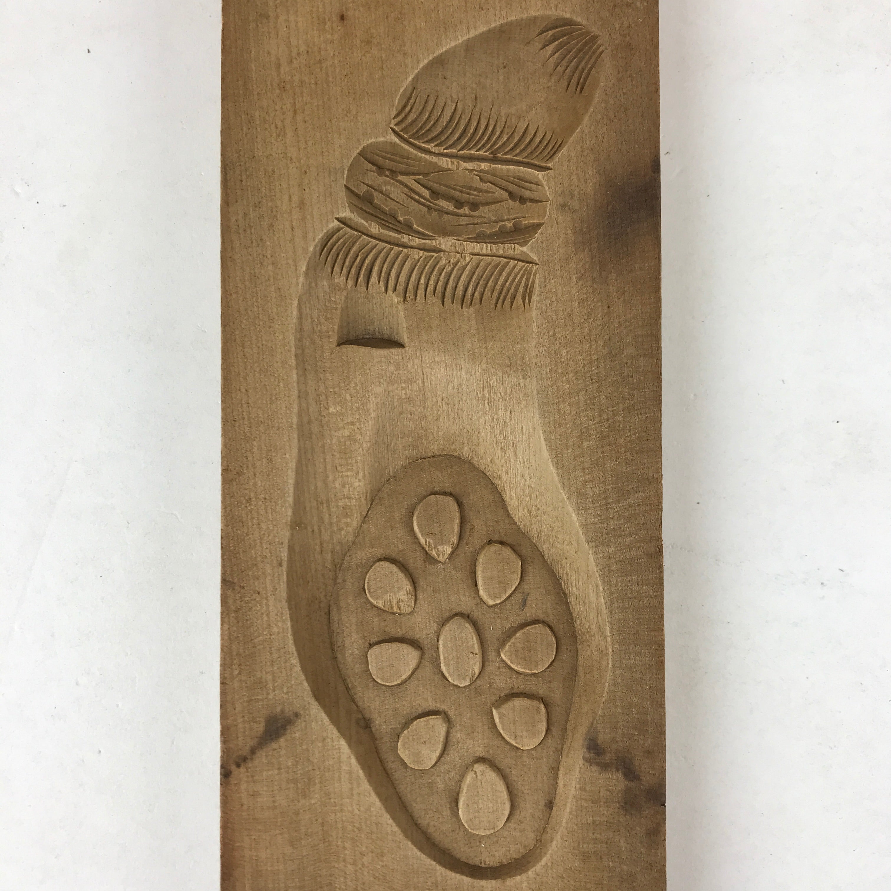 Japanese Wooden Carved Kashigata Cake Mold Vtg Sweet Wagashi Lotus Root Kg486