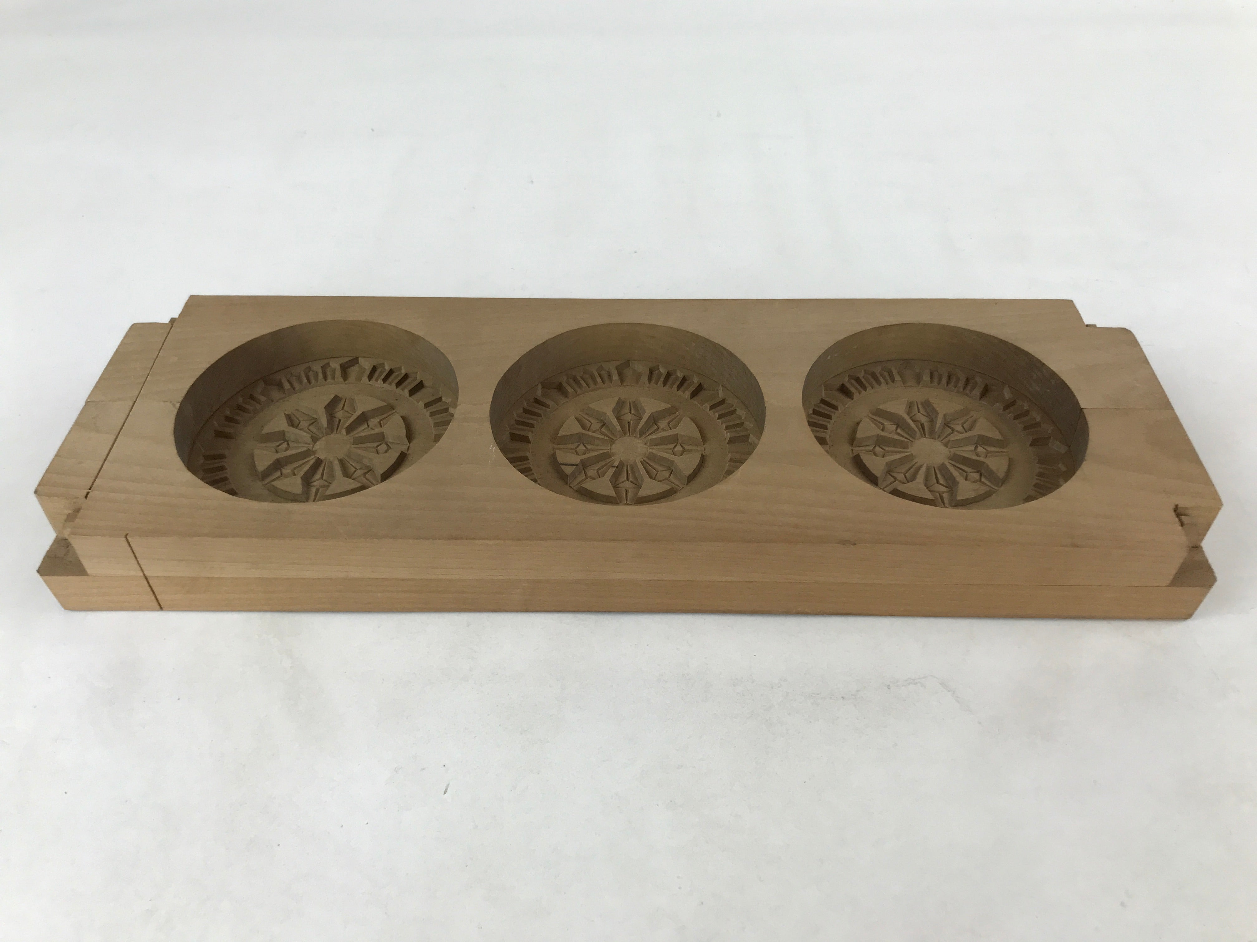 Japanese Wooden Carved Kashigata Cake Mold Vtg Sweet Wagashi Mandala Kg532