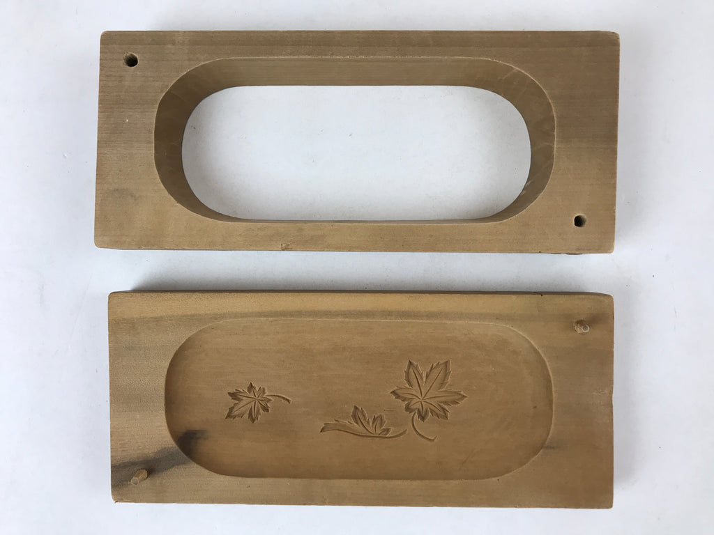 Japanese Wooden Carved Kashigata Cake Mold Vtg Sweet Wagashi Maple Leaf Kg504