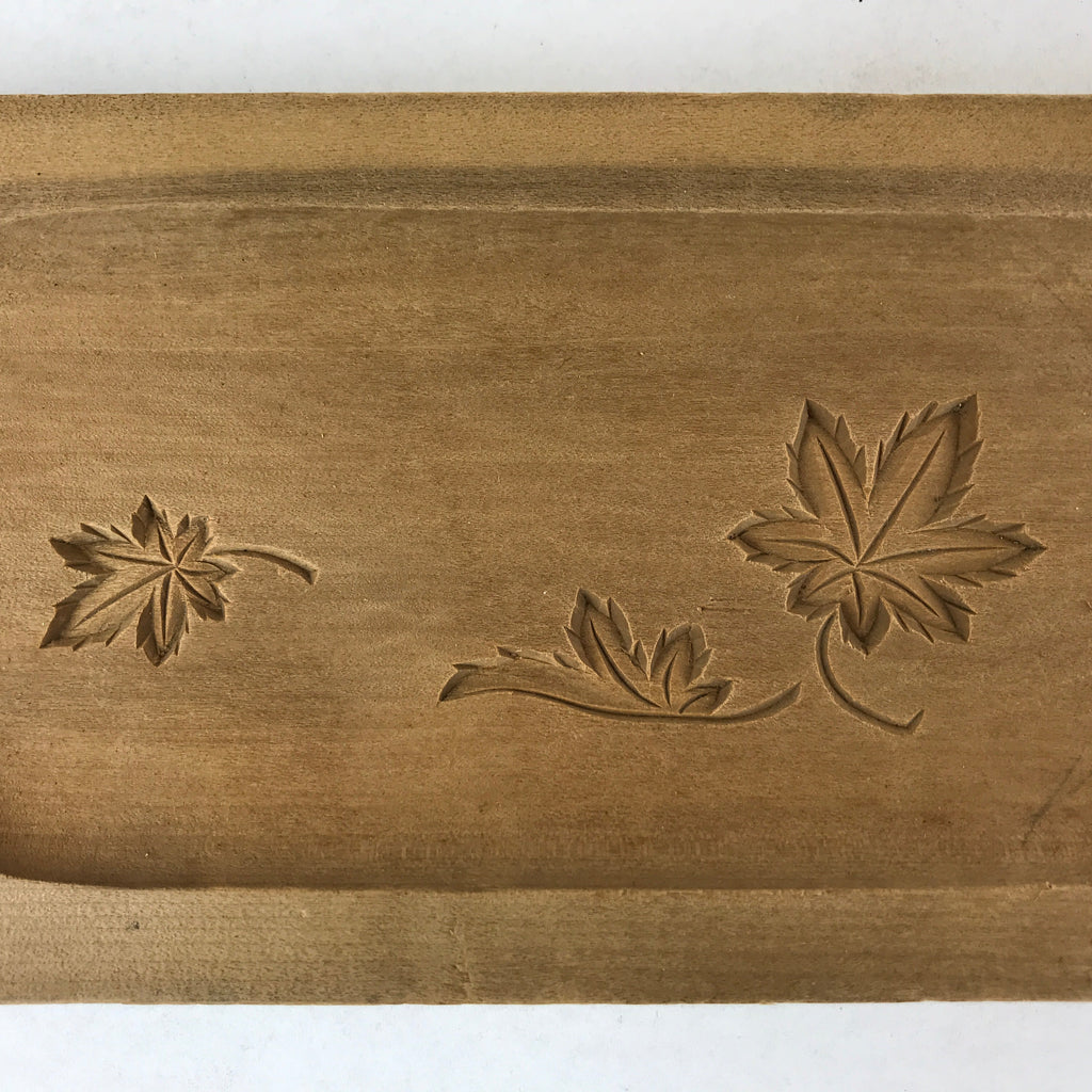 Japanese Wooden Carved Kashigata Cake Mold Vtg Sweet Wagashi Maple Leaf Kg504