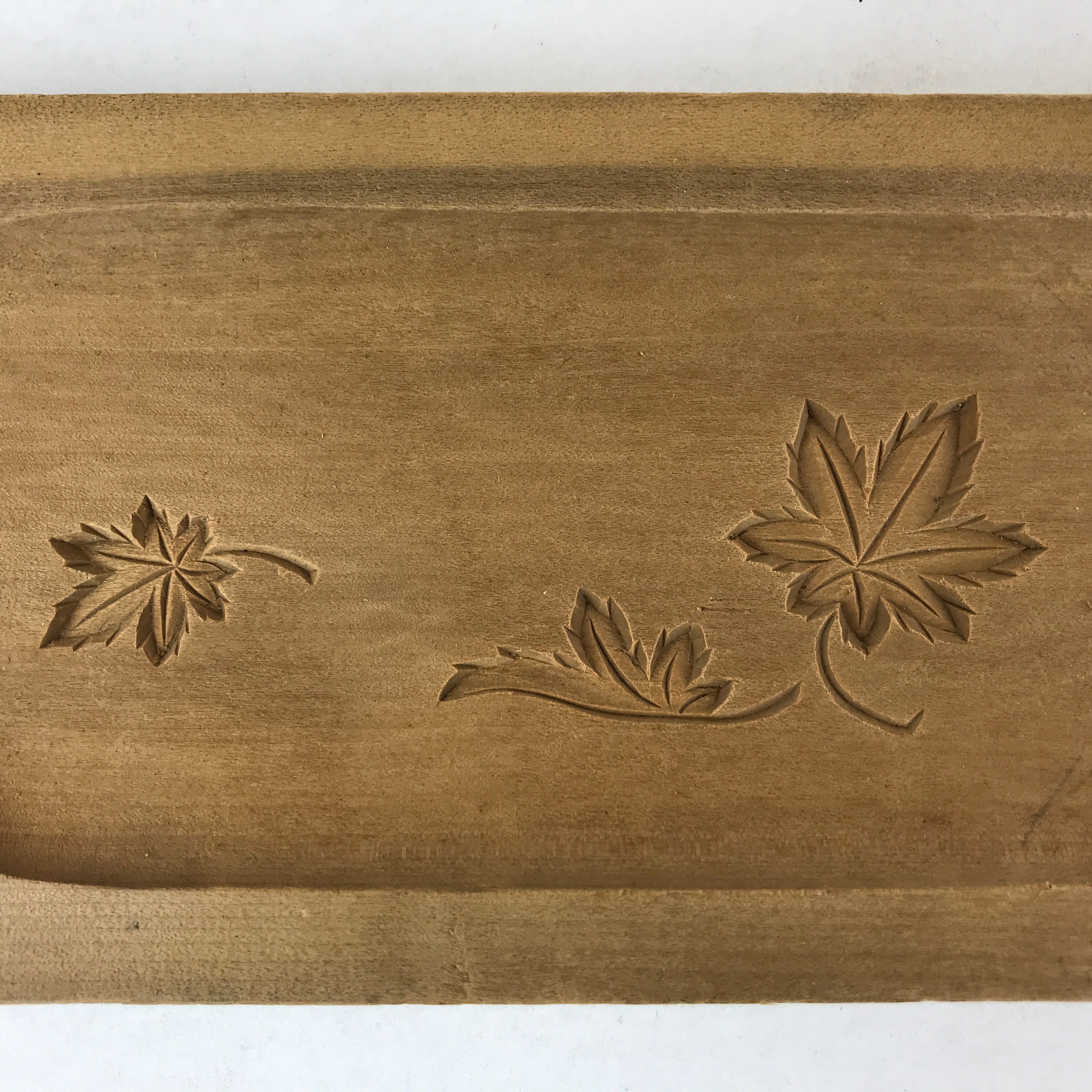 Japanese Wooden Carved Kashigata Cake Mold Vtg Sweet Wagashi Maple Leaf Kg504