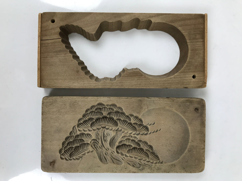 Japanese Wooden Carved Kashigata Cake Mold Vtg Sweet Wagashi Matsu Pine Kg644
