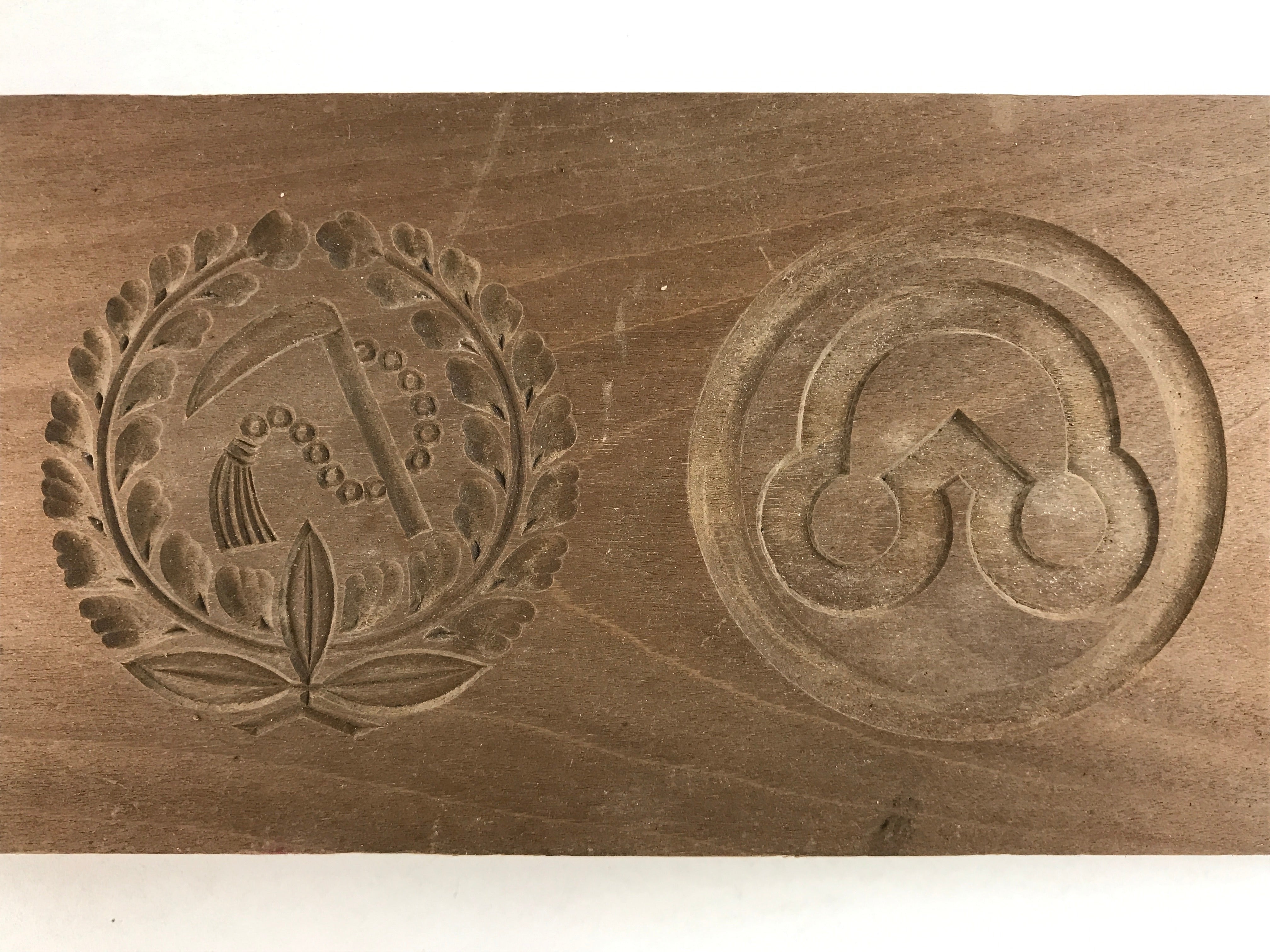 Japanese Wooden Carved Kashigata Cake Mold Vtg Sweet Wagashi Mon Crest Kg483