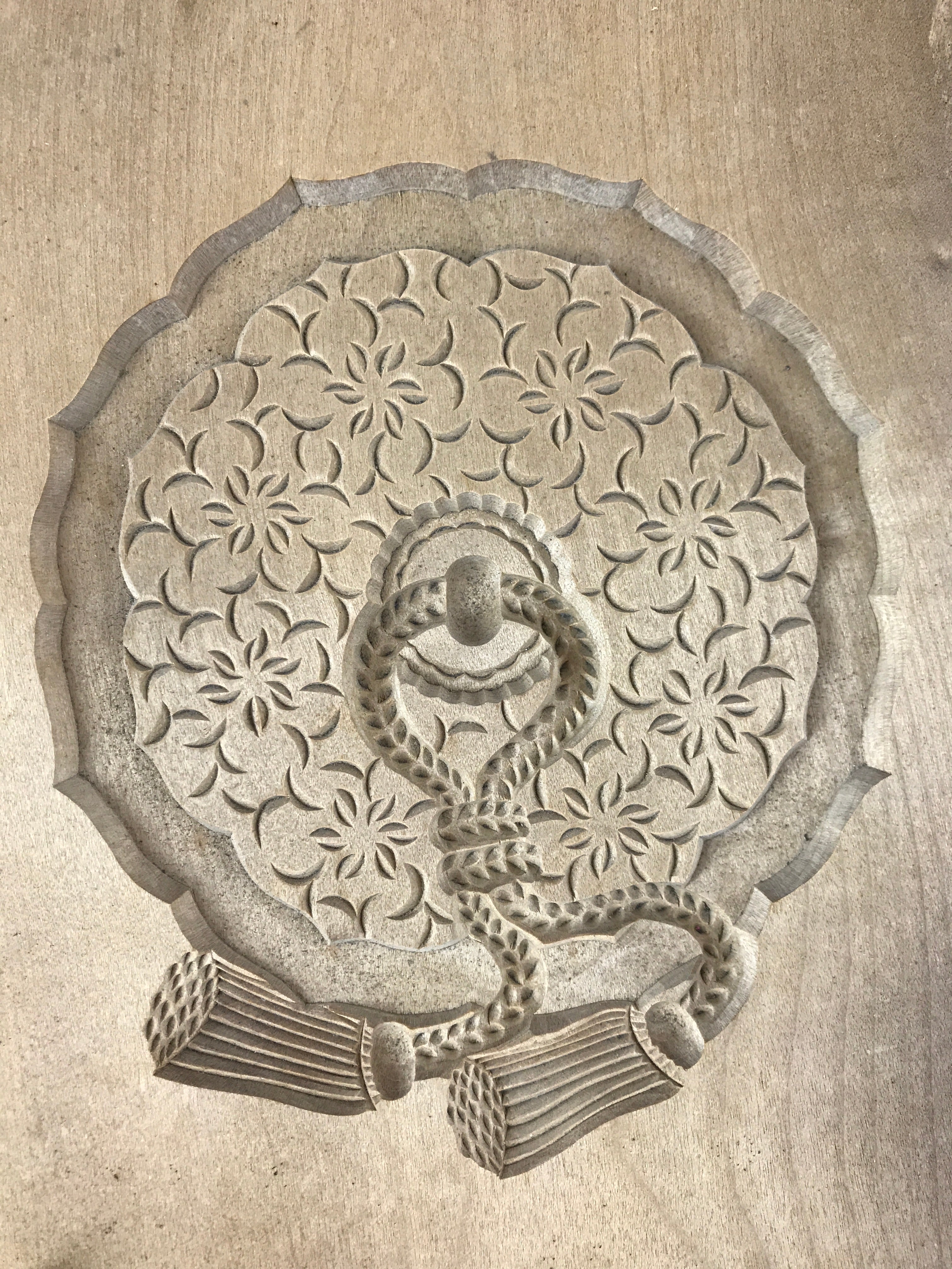 Japanese Wooden Carved Kashigata Cake Mold Vtg Sweet Wagashi Mon Crest Kg496