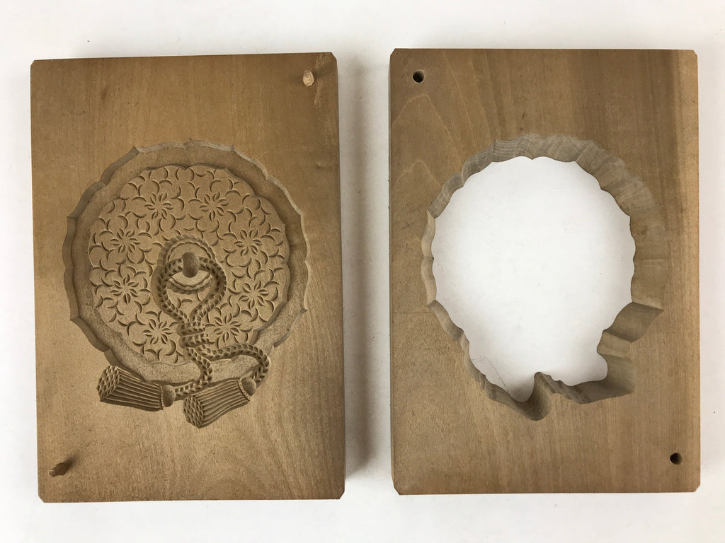 Japanese Wooden Carved Kashigata Cake Mold Vtg Sweet Wagashi Mon Crest Kg496