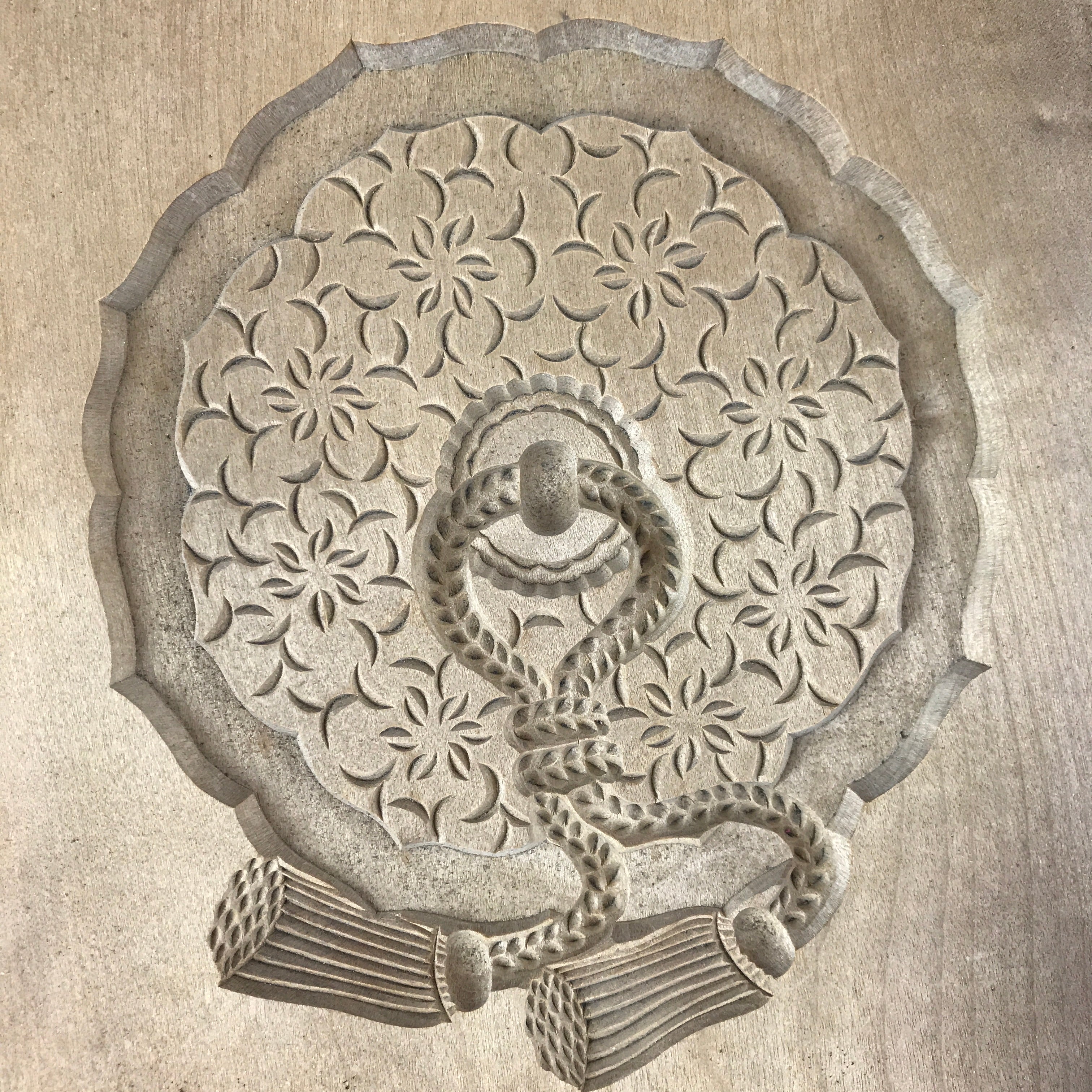 Japanese Wooden Carved Kashigata Cake Mold Vtg Sweet Wagashi Mon Crest Kg496