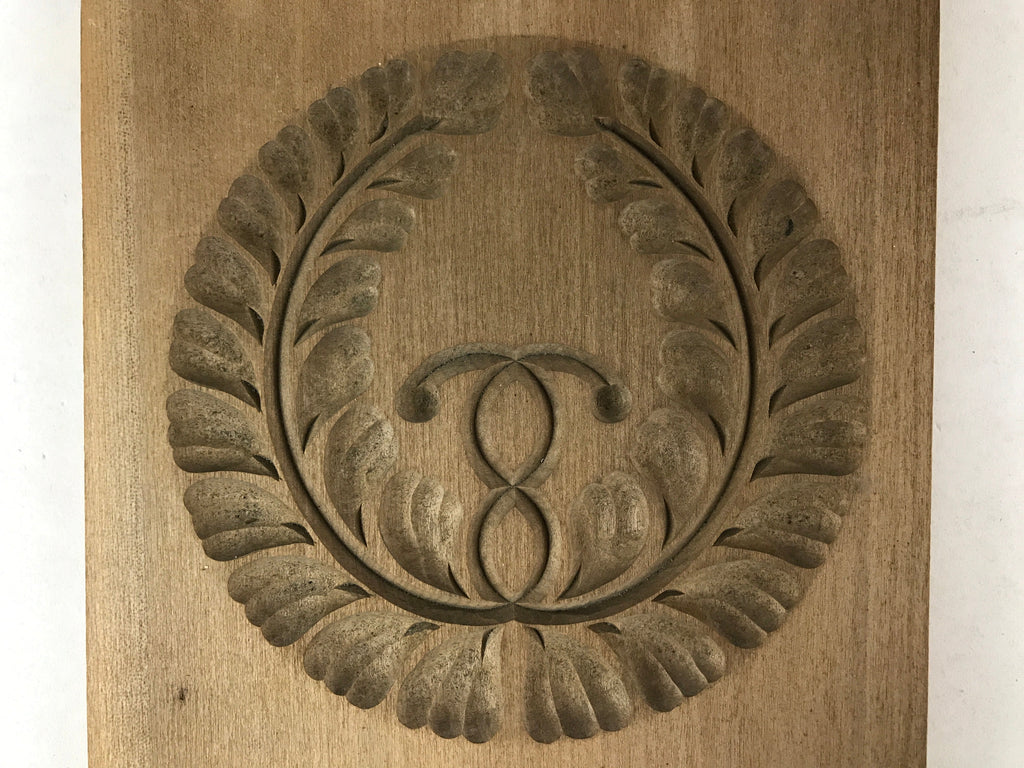 Japanese Wooden Carved Kashigata Cake Mold Vtg Sweet Wagashi Mon Crest Kg498