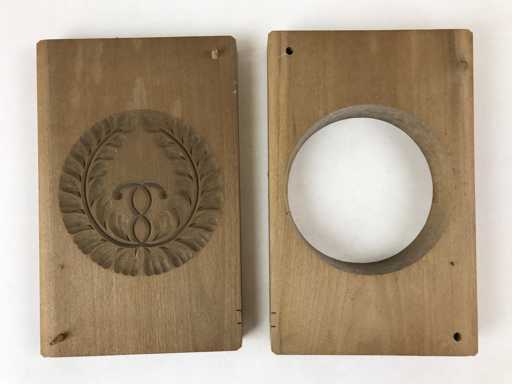 Japanese Wooden Carved Kashigata Cake Mold Vtg Sweet Wagashi Mon Crest Kg498