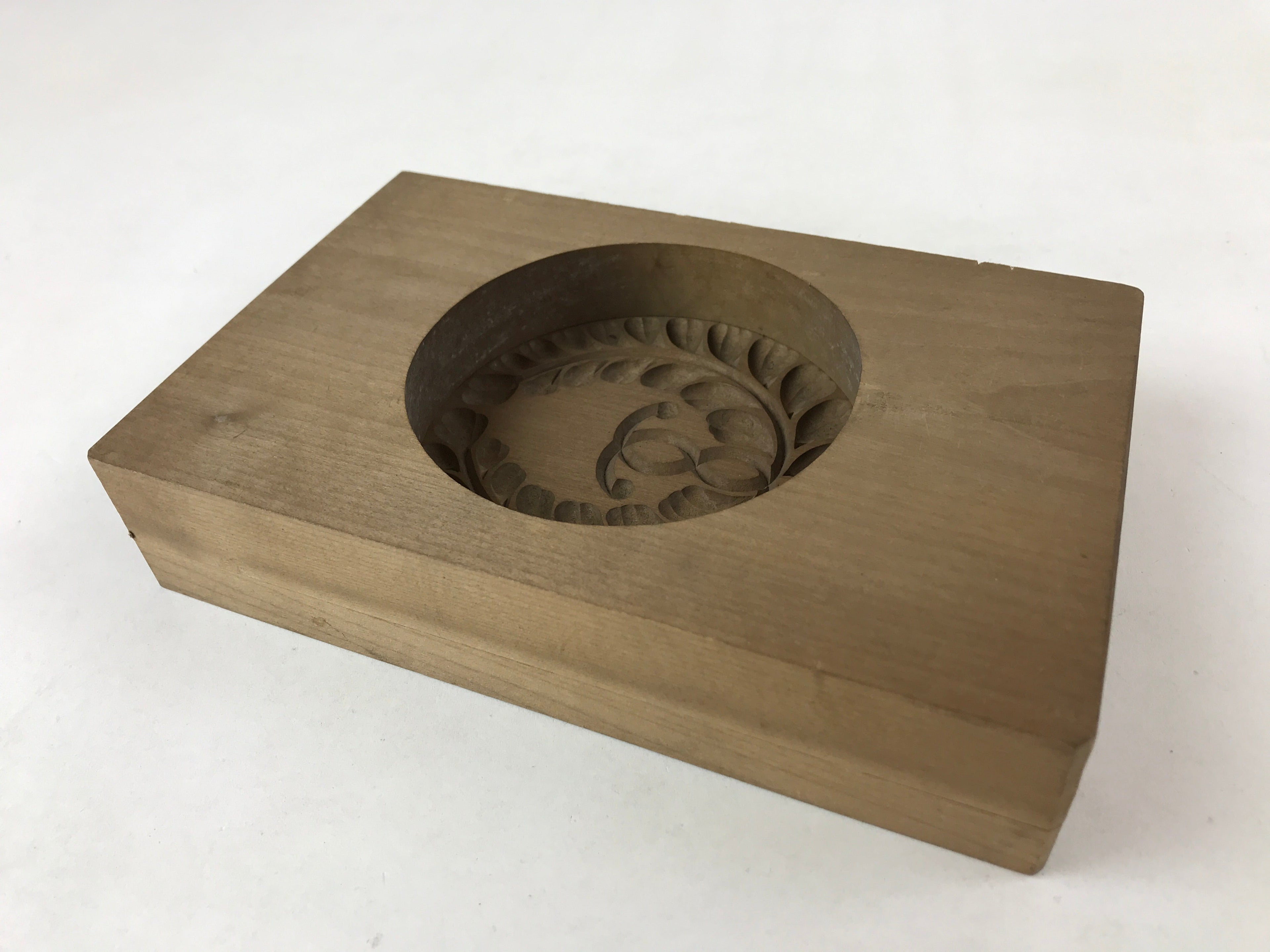 Japanese Wooden Carved Kashigata Cake Mold Vtg Sweet Wagashi Mon Crest Kg498