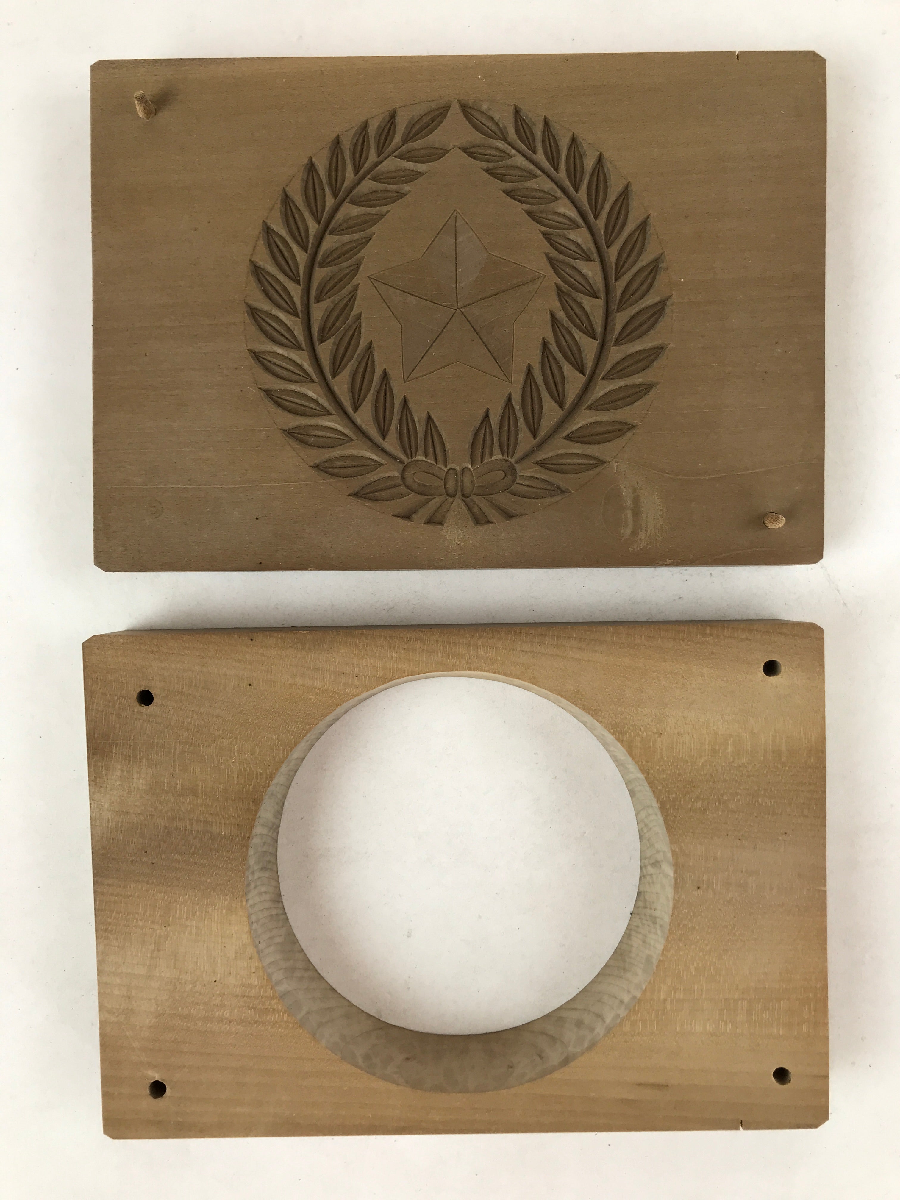 Japanese Wooden Carved Kashigata Cake Mold Vtg Sweet Wagashi Mon Crest Kg538