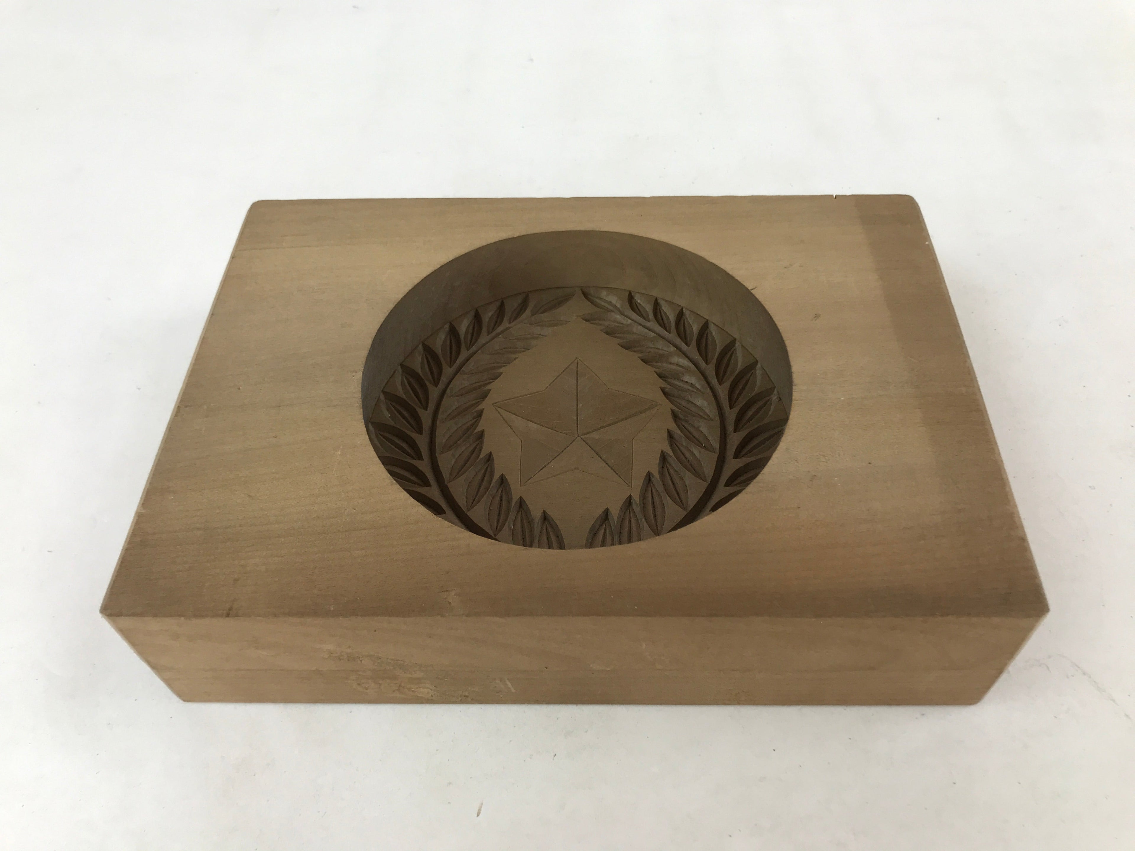 Japanese Wooden Carved Kashigata Cake Mold Vtg Sweet Wagashi Mon Crest Kg538