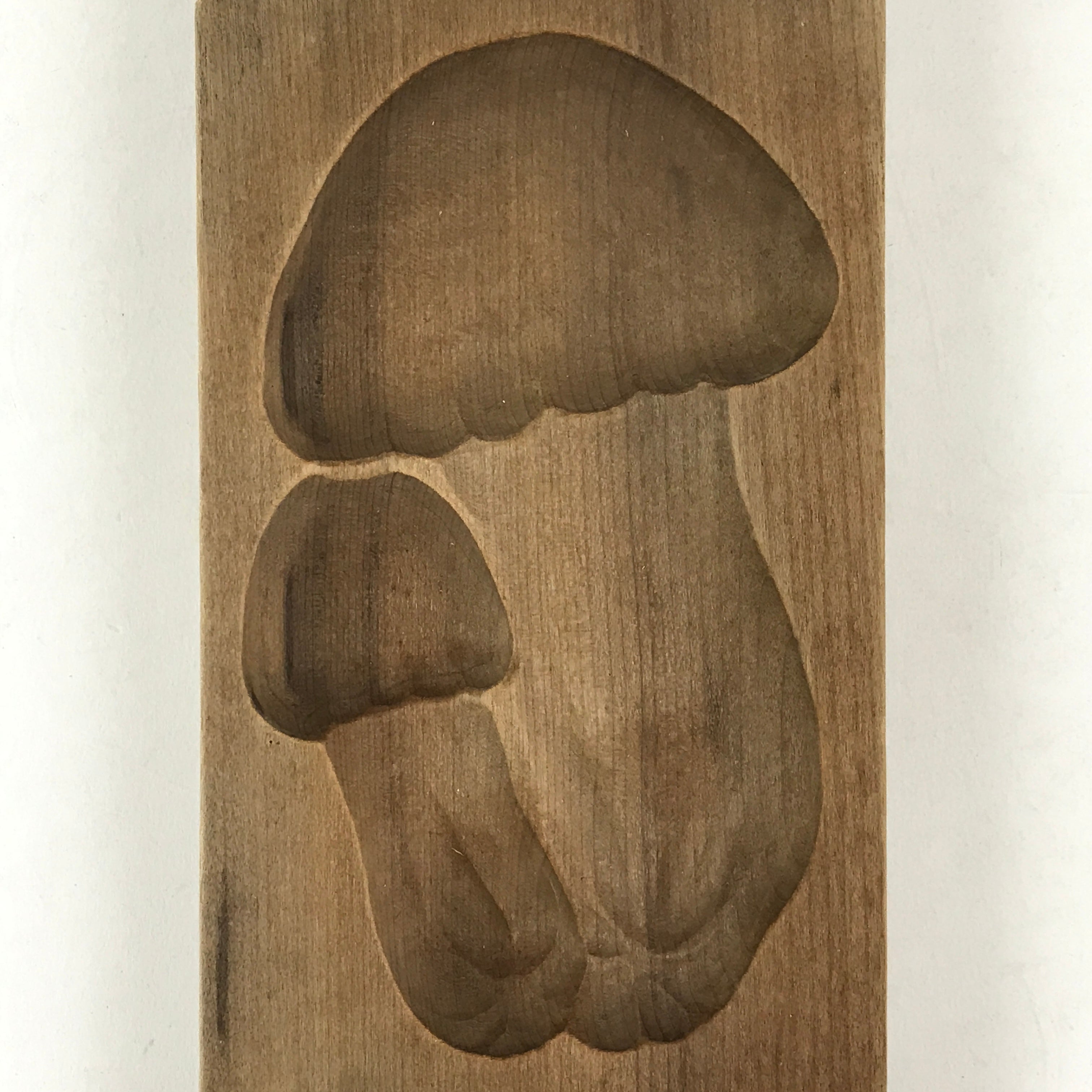 Japanese Wooden Carved Kashigata Cake Mold Vtg Sweet Wagashi Mushroom Kg454