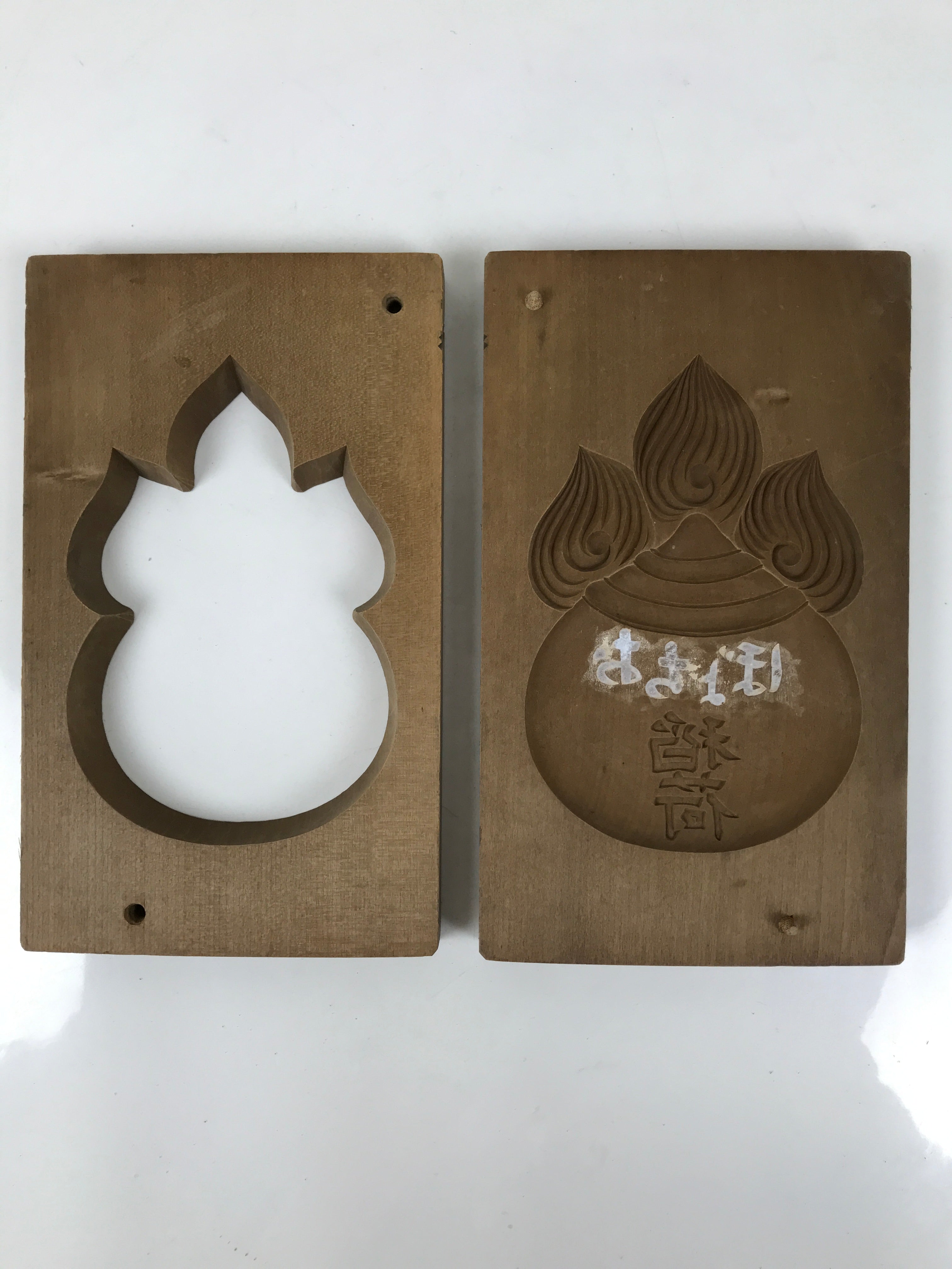 Japanese Wooden Carved Kashigata Cake Mold Vtg Sweet Wagashi Ochobo Inari Kg683