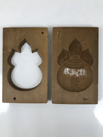 Japanese Wooden Carved Kashigata Cake Mold Vtg Sweet Wagashi Ochobo Inari Kg683