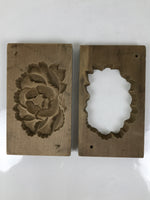 Japanese Wooden Carved Kashigata Cake Mold Vtg Sweet Wagashi Peony Botan Kg626