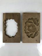 Japanese Wooden Carved Kashigata Cake Mold Vtg Sweet Wagashi Peony Botan Kg626