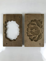 Japanese Wooden Carved Kashigata Cake Mold Vtg Sweet Wagashi Peony Botan Kg626