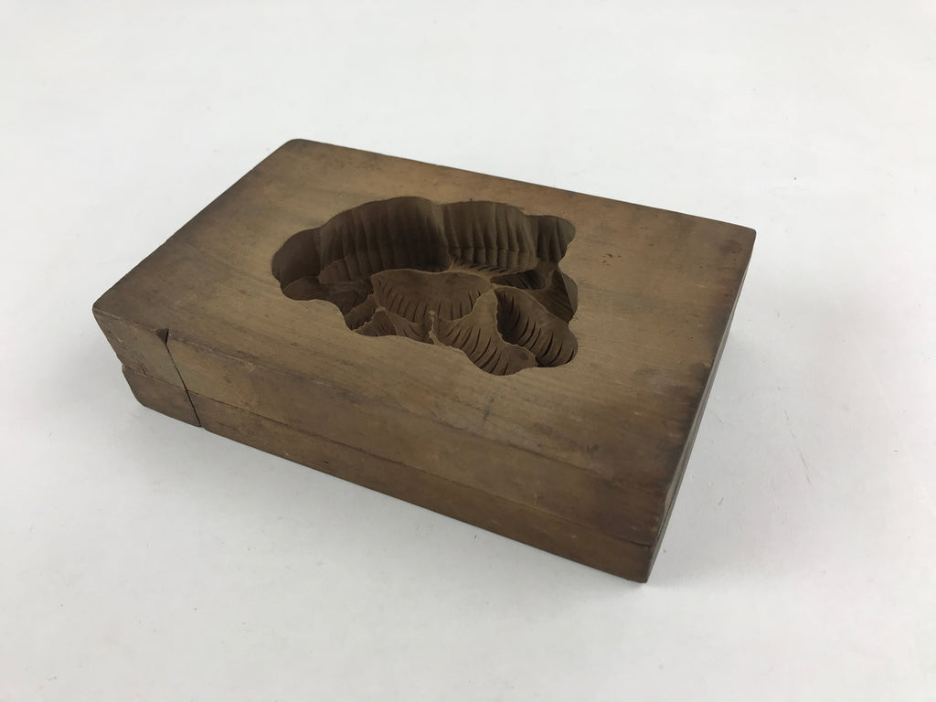 Japanese Wooden Carved Kashigata Cake Mold Vtg Sweet Wagashi Peony Kg467