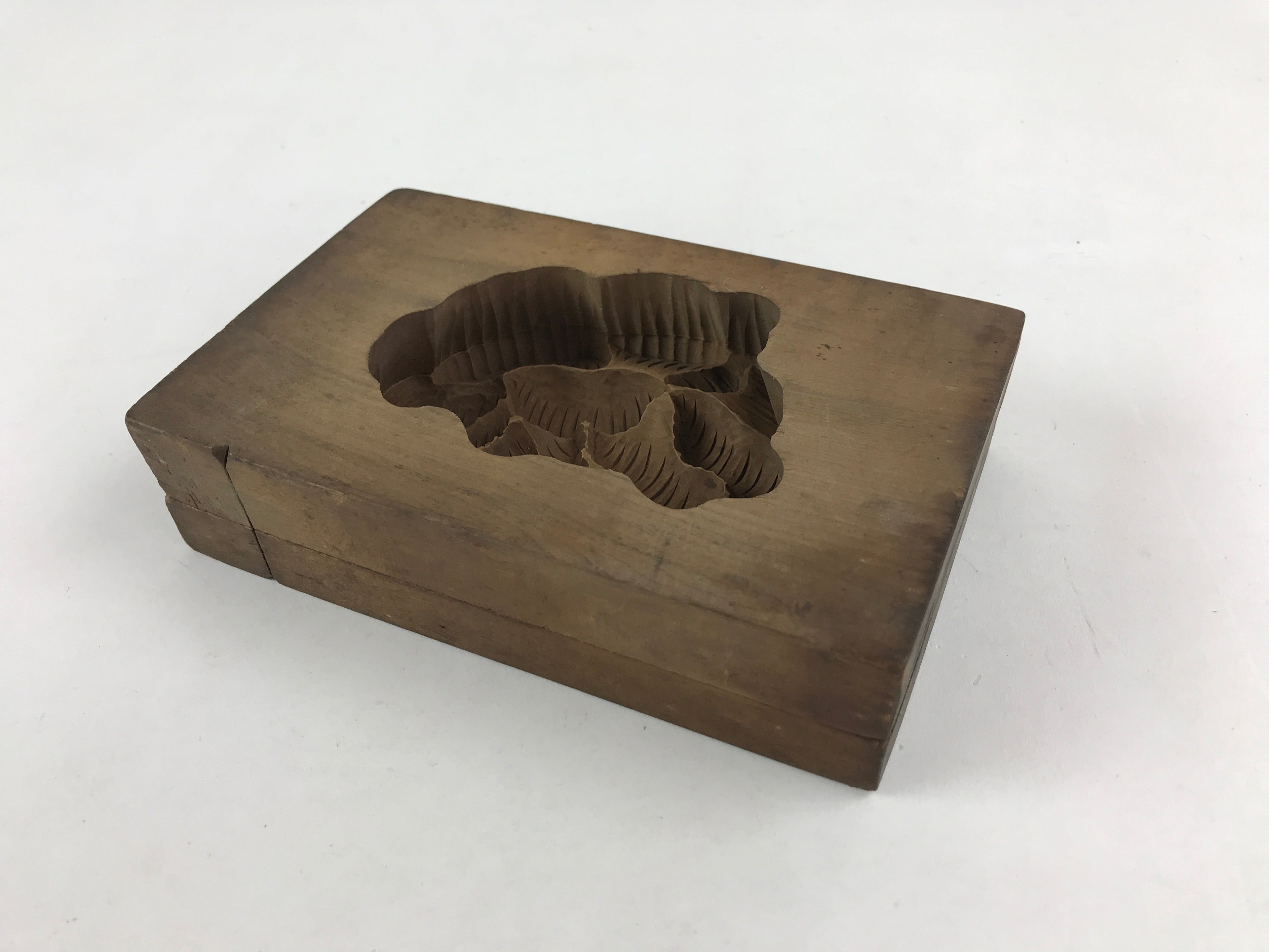 Japanese Wooden Carved Kashigata Cake Mold Vtg Sweet Wagashi Peony Kg467