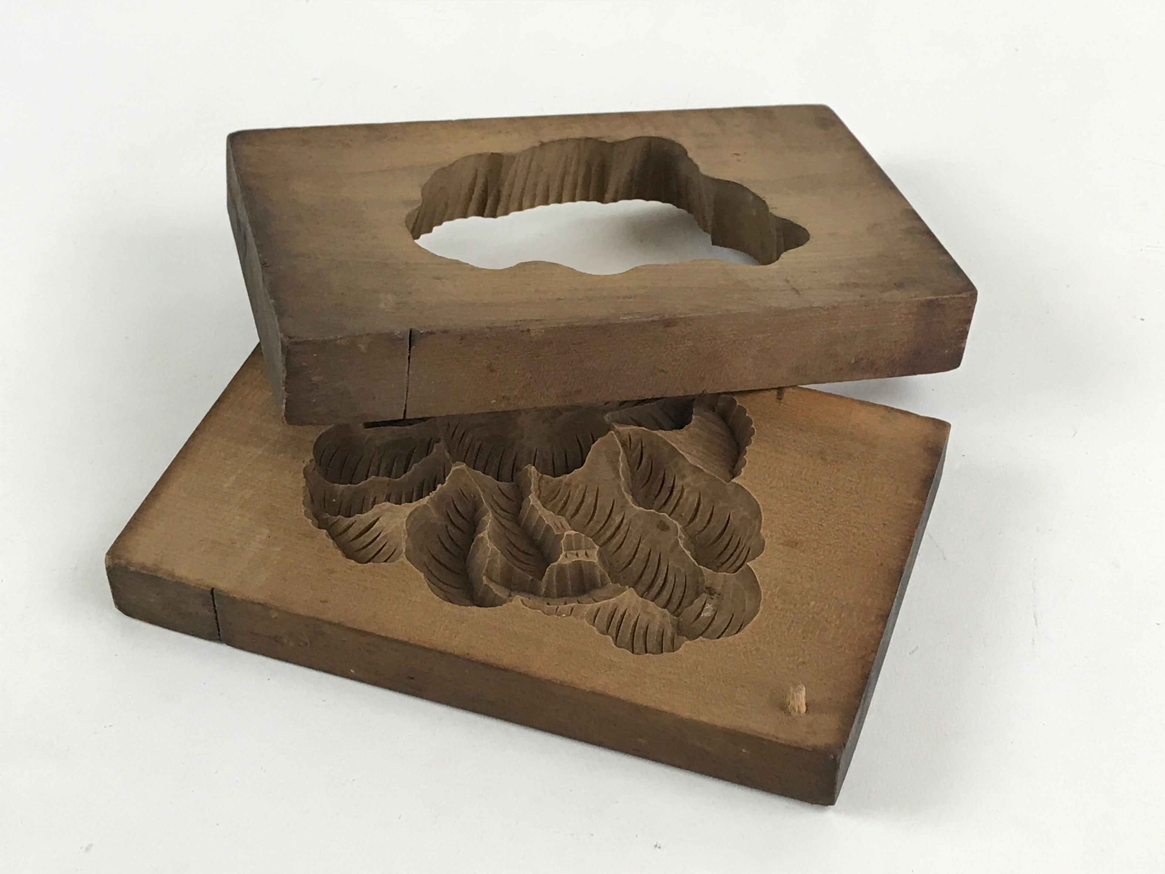 Japanese Wooden Carved Kashigata Cake Mold Vtg Sweet Wagashi Peony Kg467