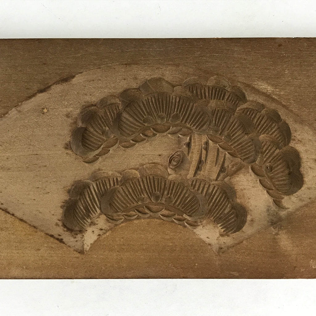 Japanese Wooden Carved Kashigata Cake Mold Vtg Sweet Wagashi Pine Tree Kg473