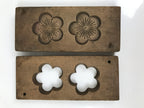 Japanese Wooden Carved Kashigata Cake Mold Vtg Sweet Wagashi Plum Blossoms Kg694