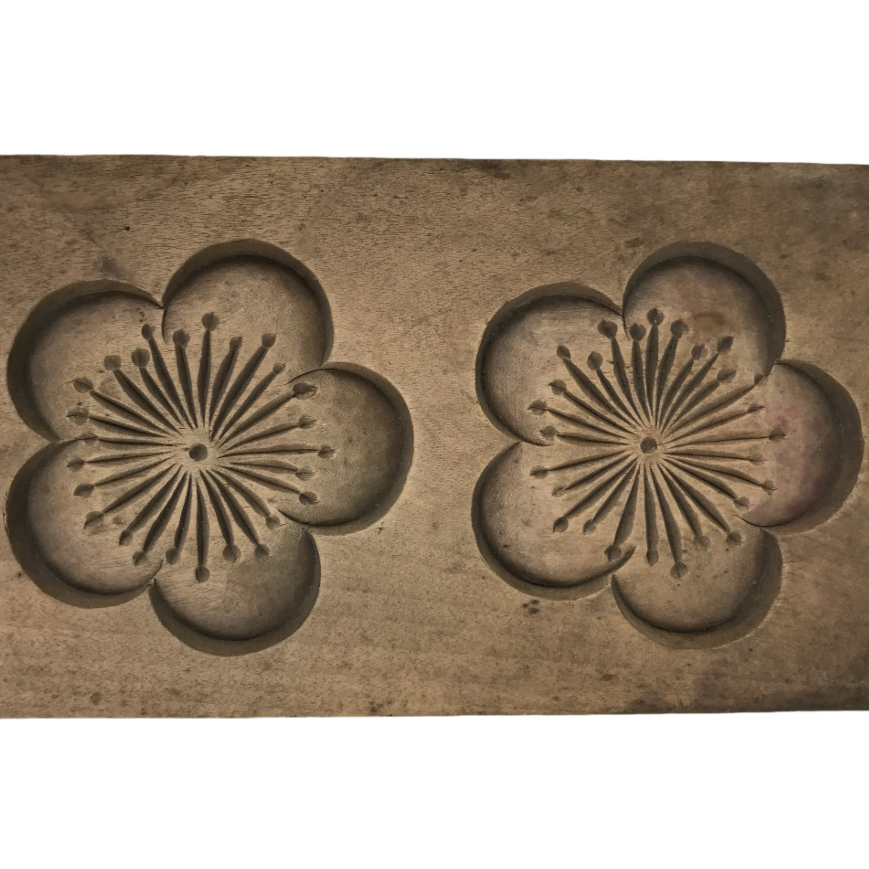 Japanese Wooden Carved Kashigata Cake Mold Vtg Sweet Wagashi Plum Blossoms Kg694