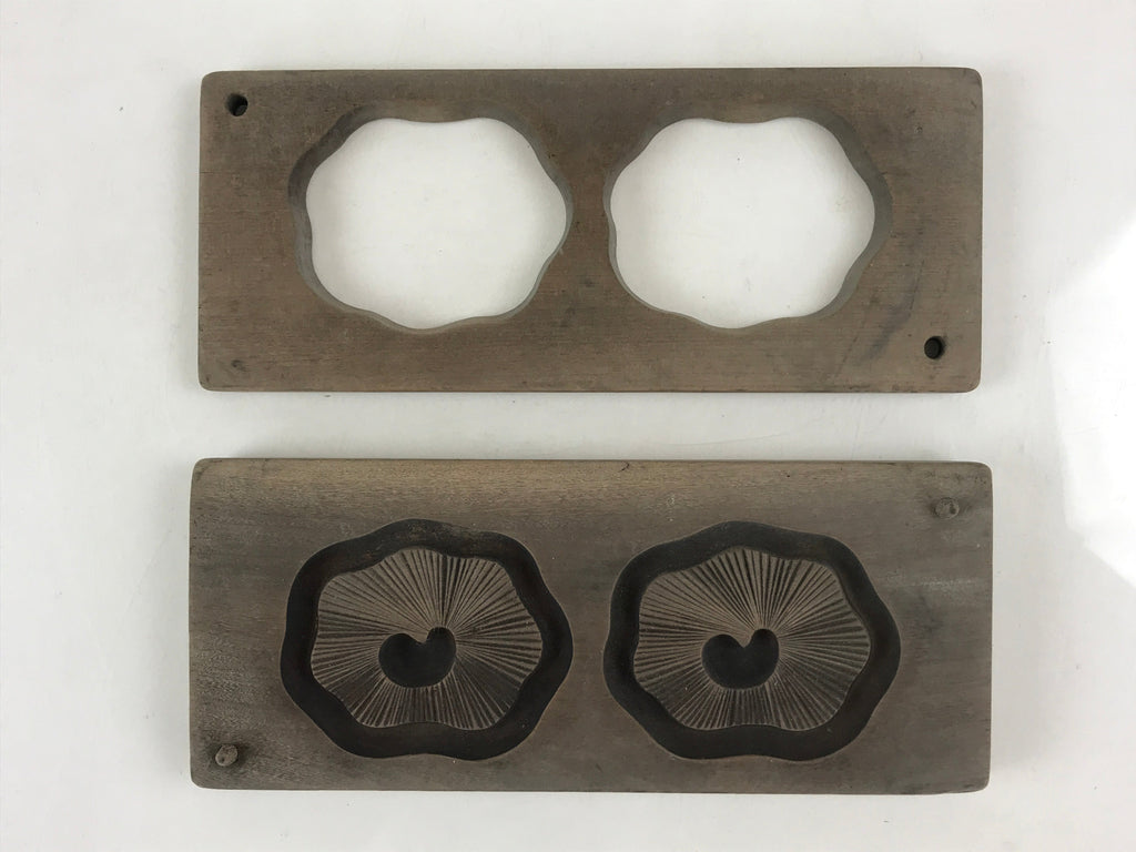 Japanese Wooden Carved Kashigata Cake Mold Vtg Sweet Wagashi Poppy Flower Kg457
