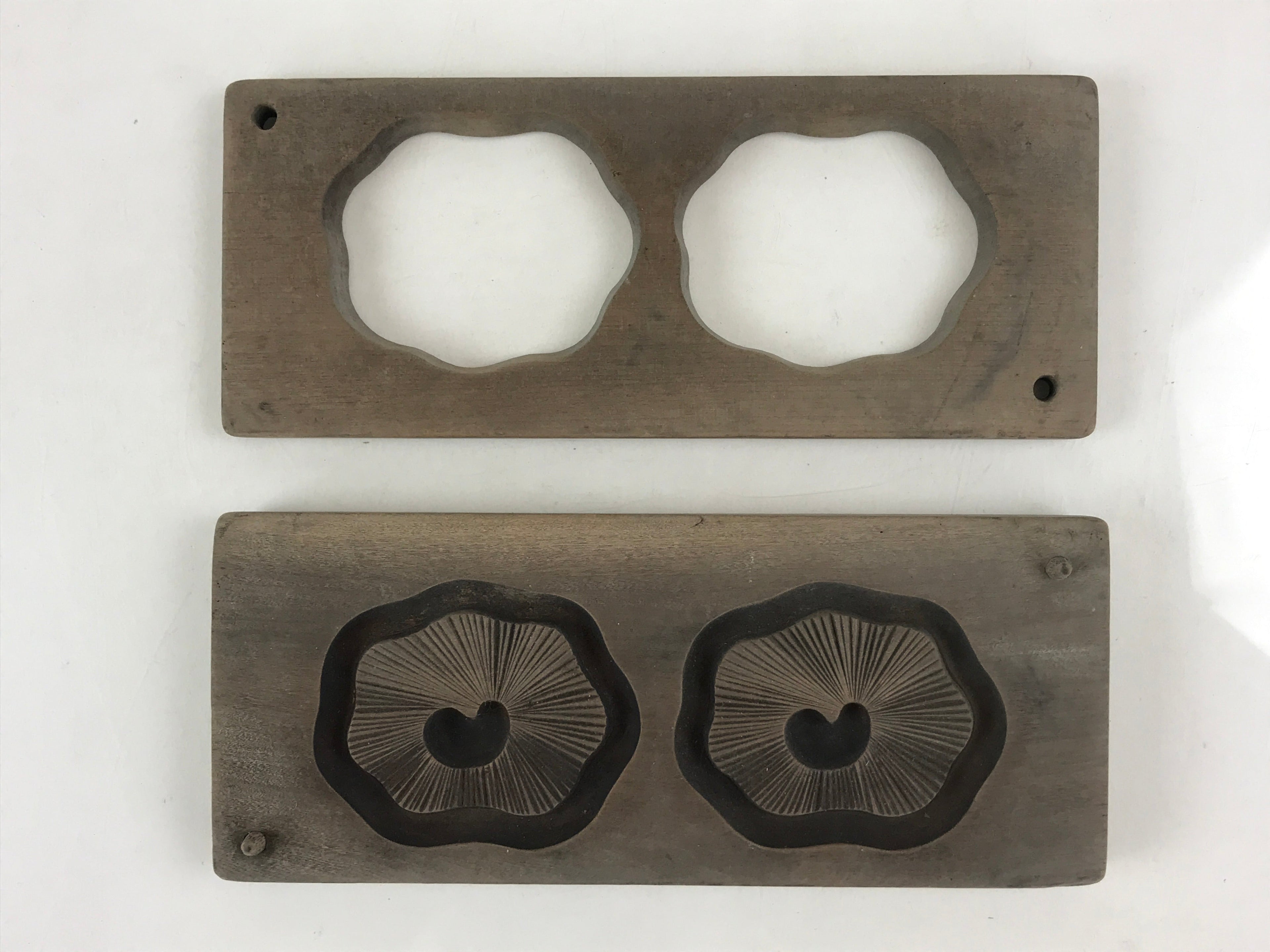 Japanese Wooden Carved Kashigata Cake Mold Vtg Sweet Wagashi Poppy Flower Kg457