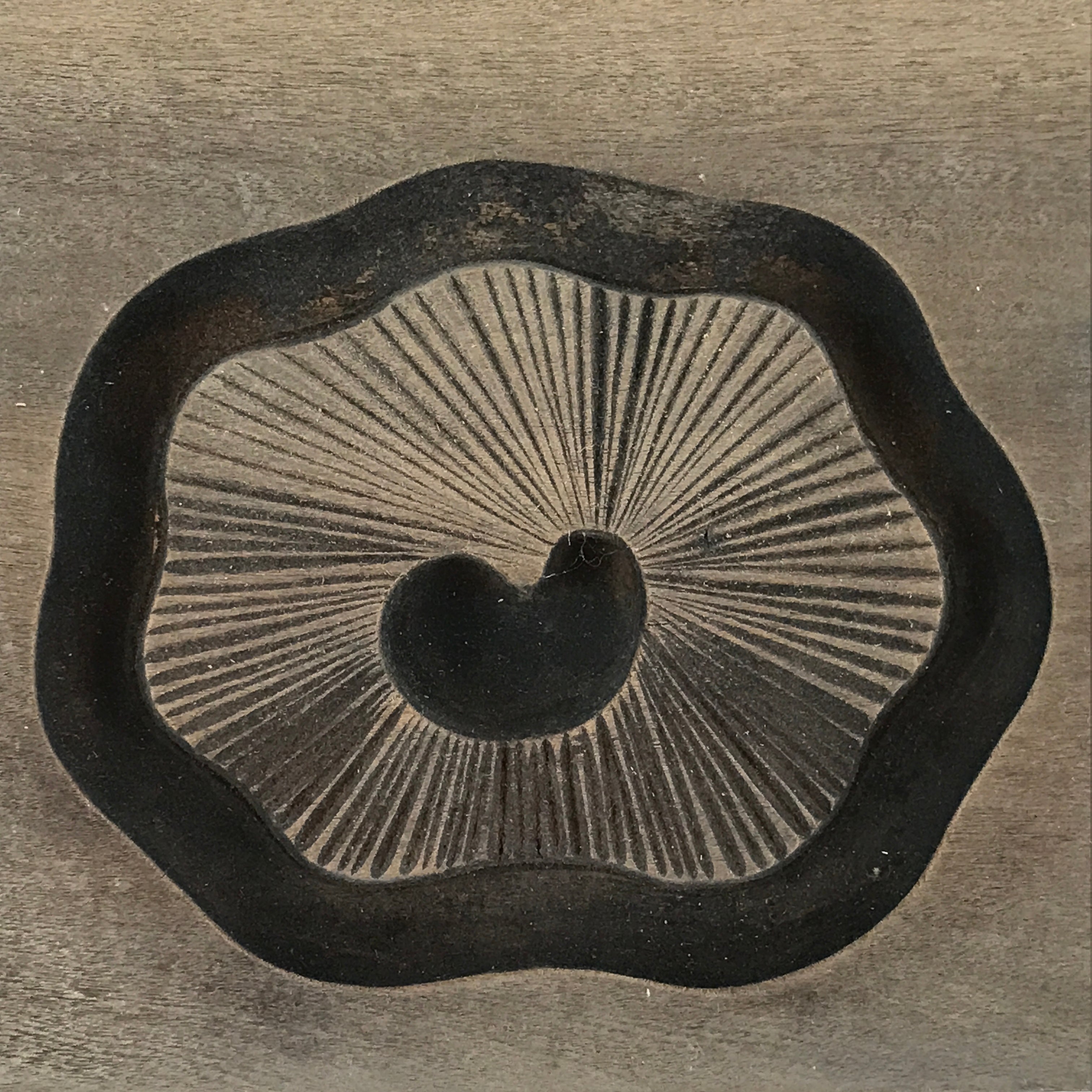 Japanese Wooden Carved Kashigata Cake Mold Vtg Sweet Wagashi Poppy Flower Kg457
