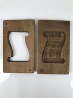 Japanese Wooden Carved Kashigata Cake Mold Vtg Sweet Wagashi Scroll Frame Kg685