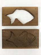 Japanese Wooden Carved Kashigata Cake Mold Vtg Sweet Wagashi Sea Bream Kg460