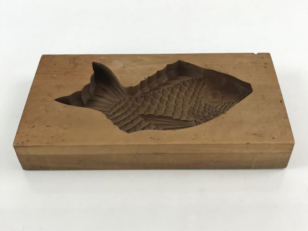 Japanese Wooden Carved Kashigata Cake Mold Vtg Sweet Wagashi Sea Bream Kg460