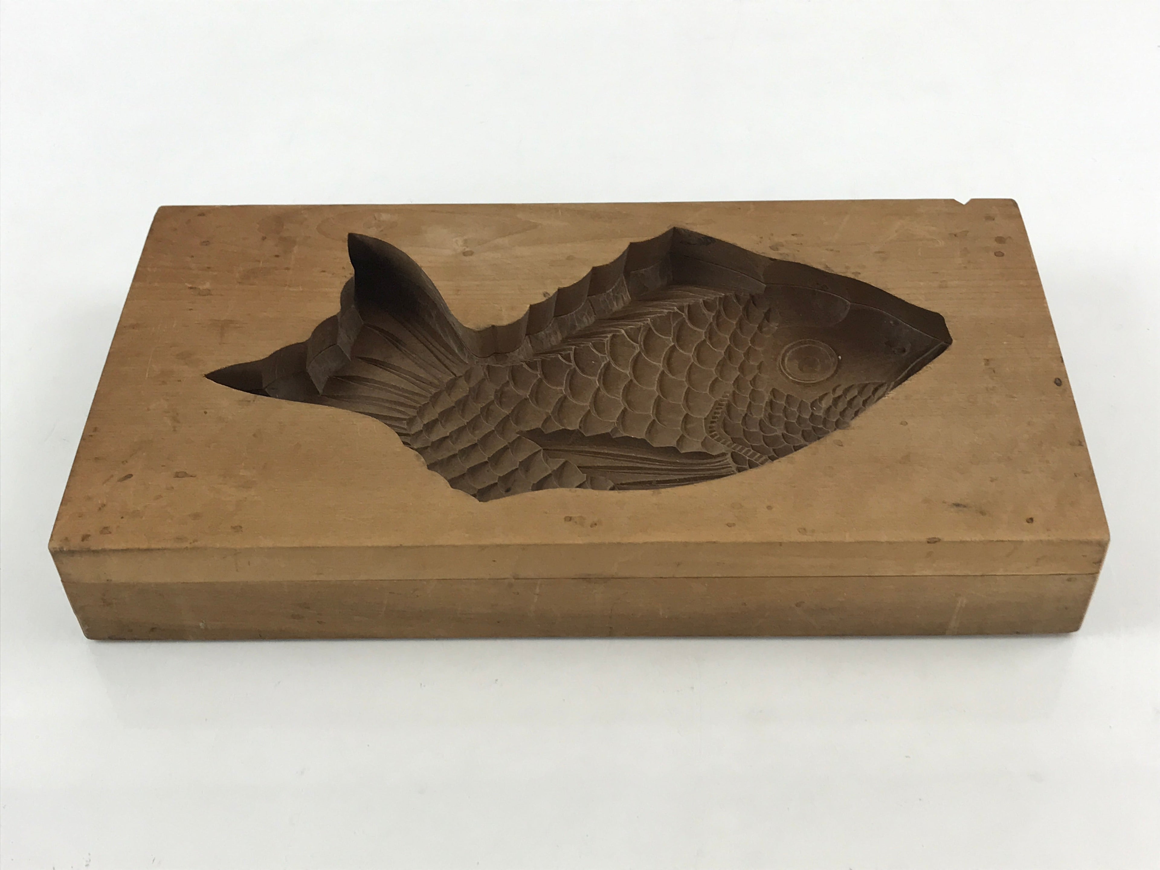 Japanese Wooden Carved Kashigata Cake Mold Vtg Sweet Wagashi Sea Bream Kg460