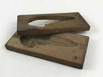 Japanese Wooden Carved Kashigata Cake Mold Vtg Sweet Wagashi Shrimp Kg472