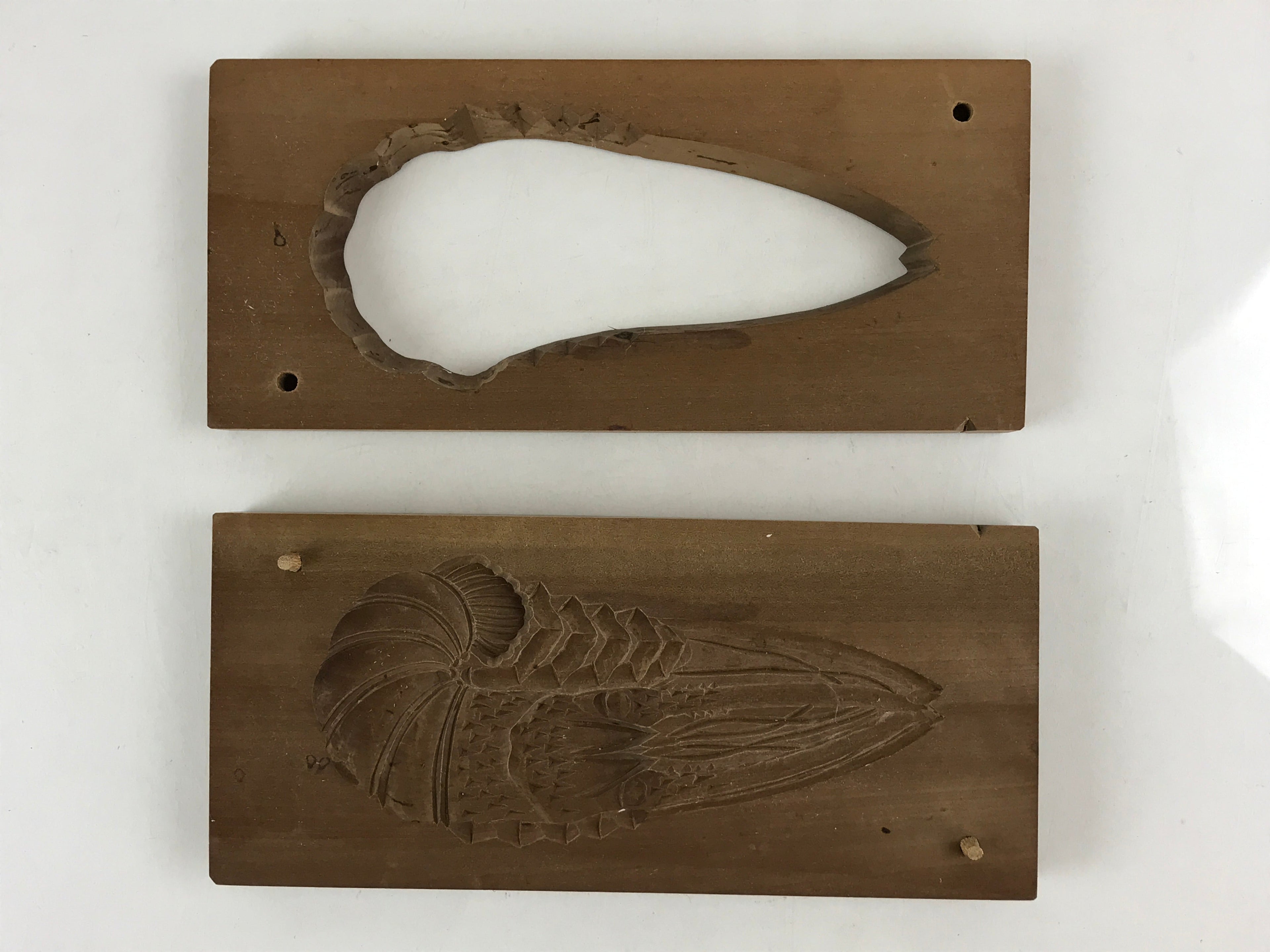 Japanese Wooden Carved Kashigata Cake Mold Vtg Sweet Wagashi Shrimp Prawn Kg458