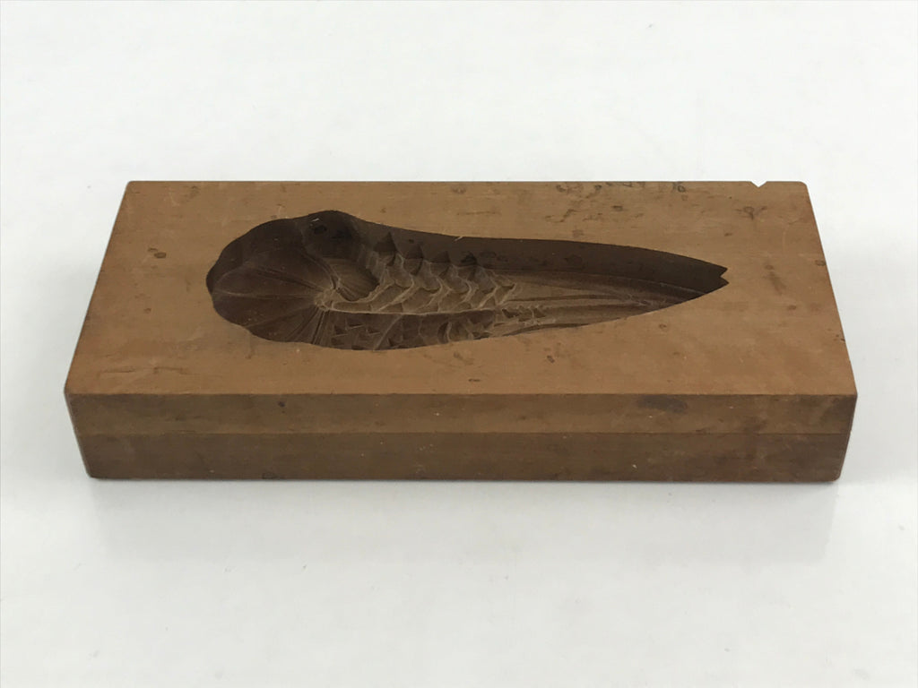 Japanese Wooden Carved Kashigata Cake Mold Vtg Sweet Wagashi Shrimp Prawn Kg458