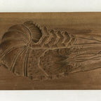 Japanese Wooden Carved Kashigata Cake Mold Vtg Sweet Wagashi Shrimp Prawn Kg458