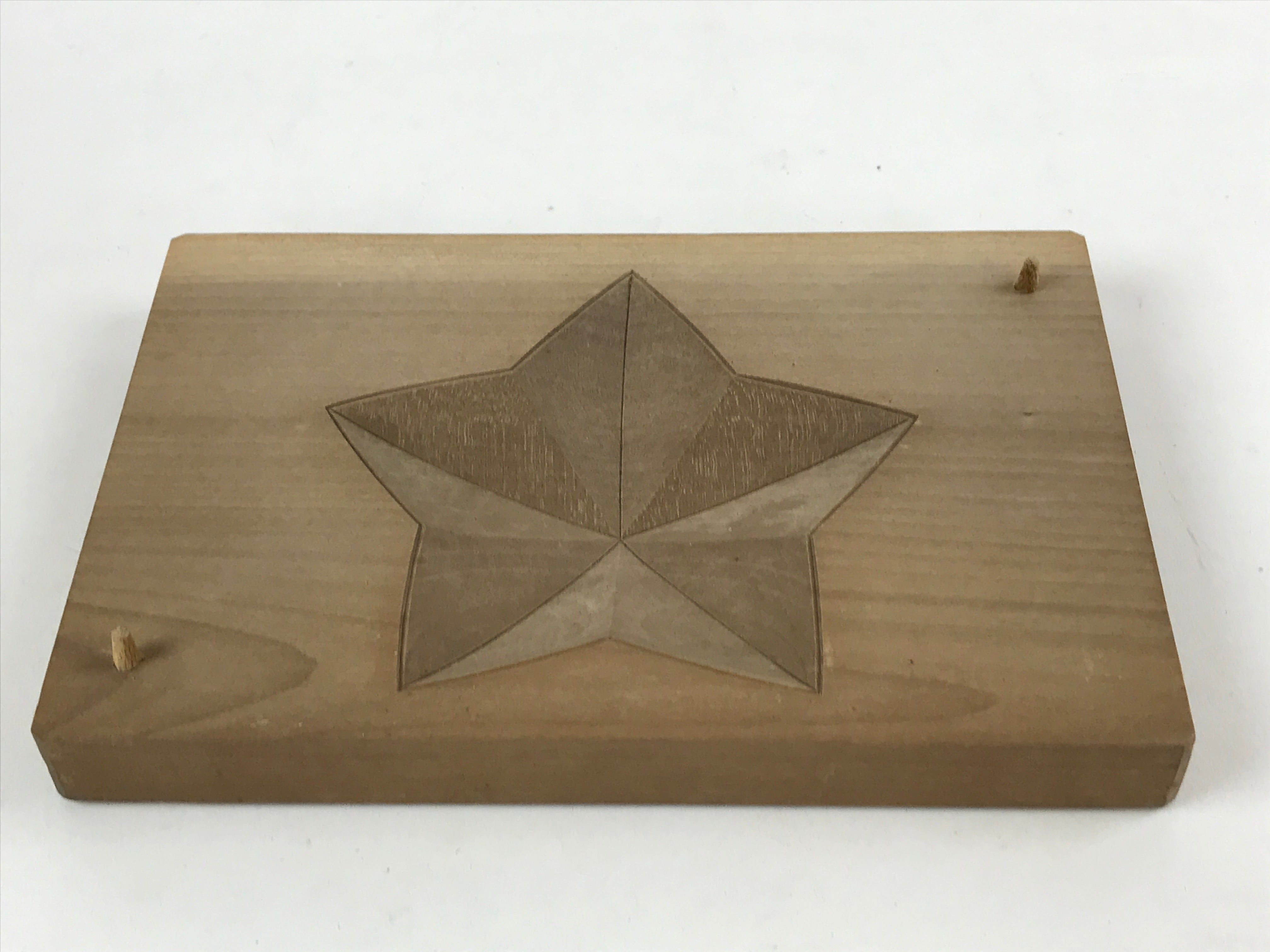 Japanese Wooden Carved Kashigata Cake Mold Vtg Sweet Wagashi Star Kg474