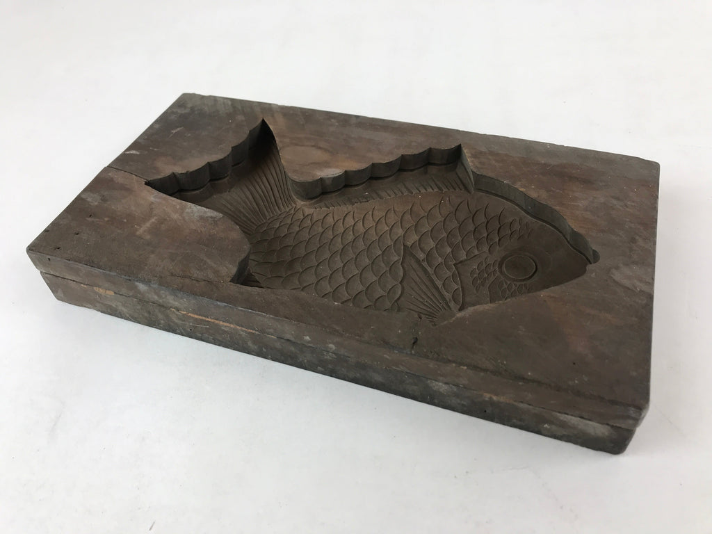 Japanese Wooden Carved Kashigata Cake Mold Vtg Sweet Wagashi Tai Fish Kg506