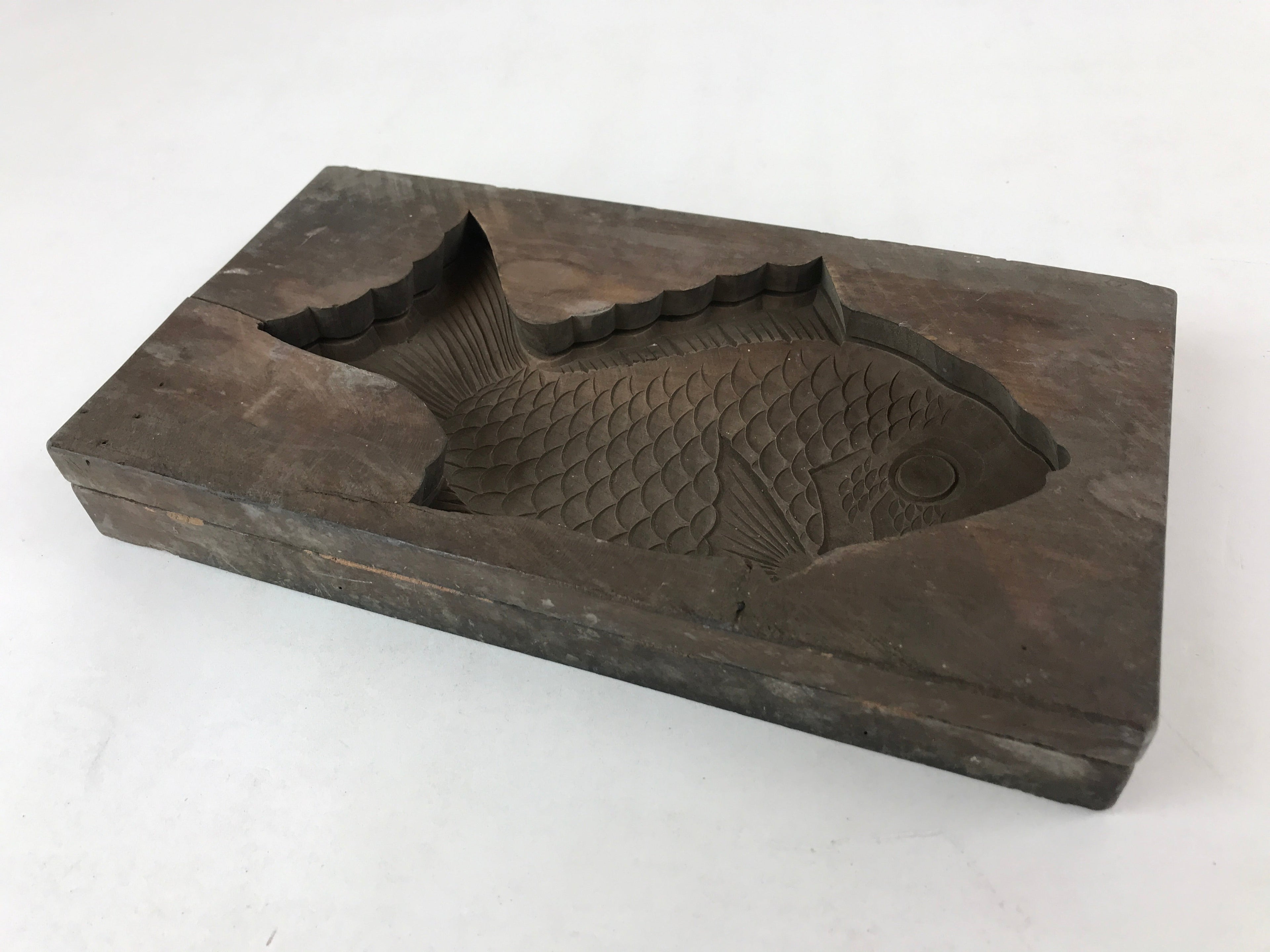 Japanese Wooden Carved Kashigata Cake Mold Vtg Sweet Wagashi Tai Fish Kg506