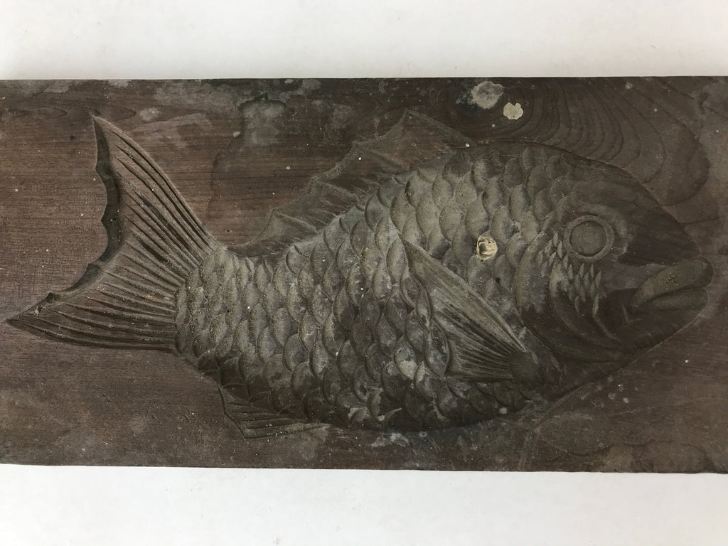 Japanese Wooden Carved Kashigata Cake Mold Vtg Sweet Wagashi Tai Fish Kg507