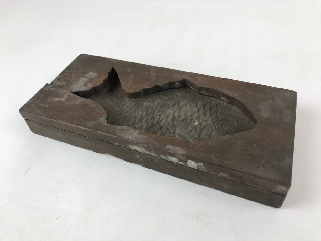 Japanese Wooden Carved Kashigata Cake Mold Vtg Sweet Wagashi Tai Fish Kg507