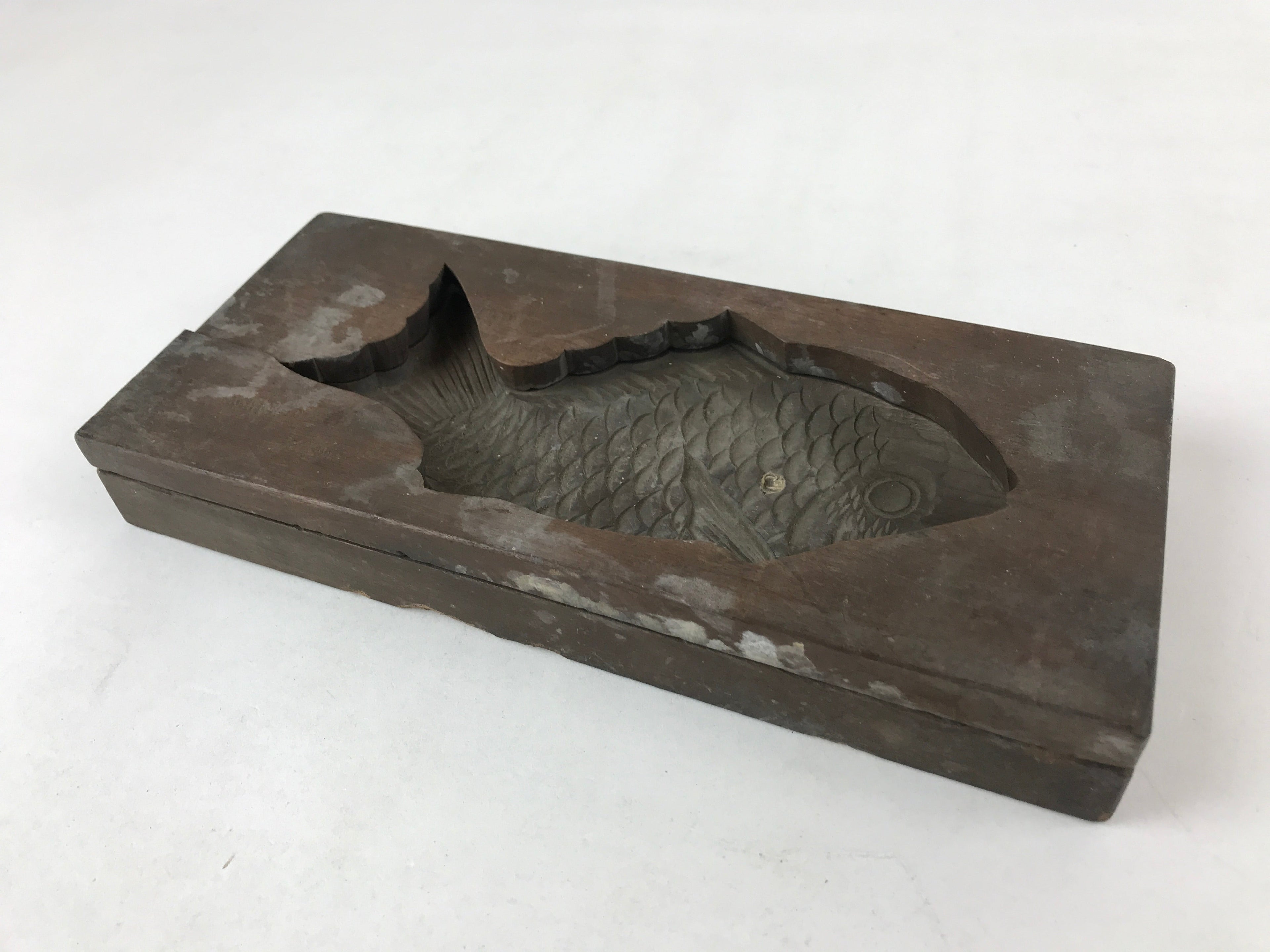 Japanese Wooden Carved Kashigata Cake Mold Vtg Sweet Wagashi Tai Fish Kg507