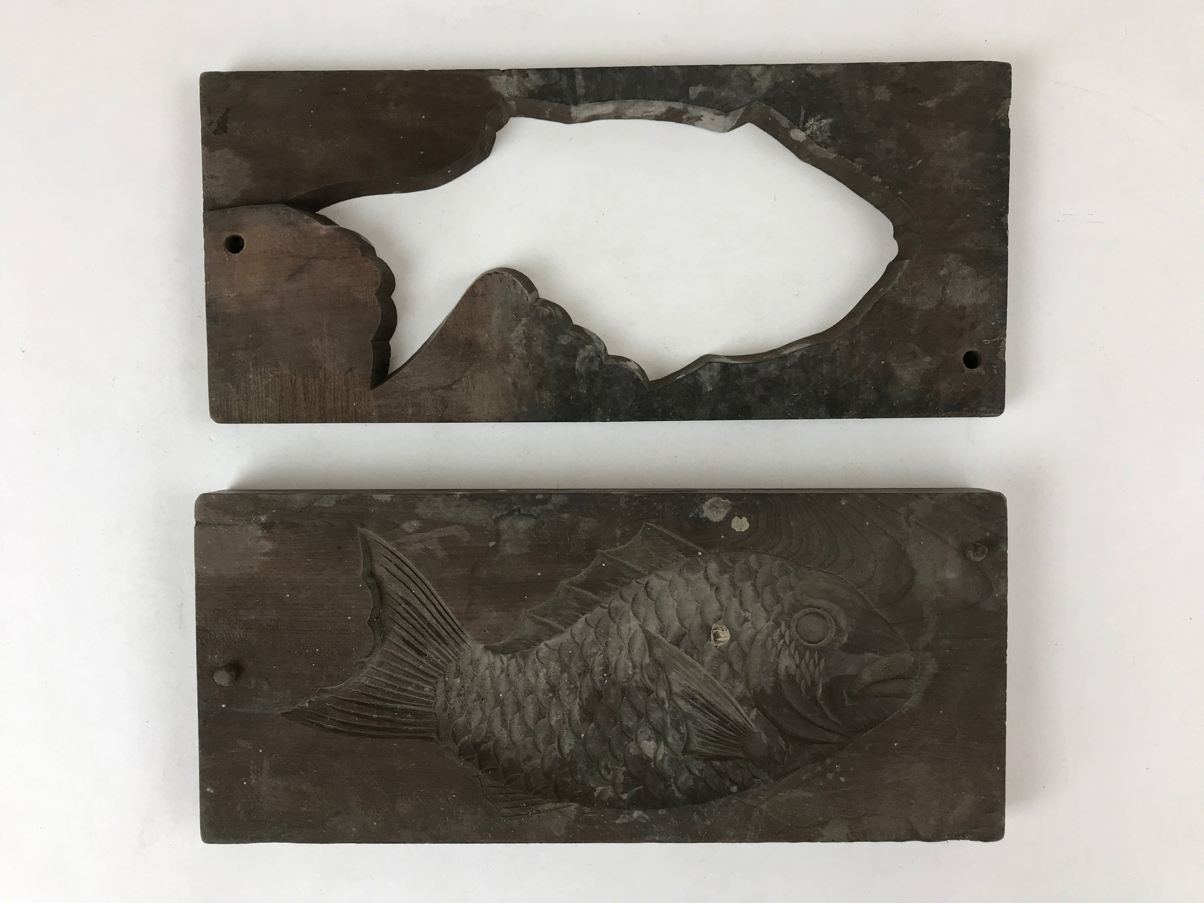 Japanese Wooden Carved Kashigata Cake Mold Vtg Sweet Wagashi Tai Fish Kg507