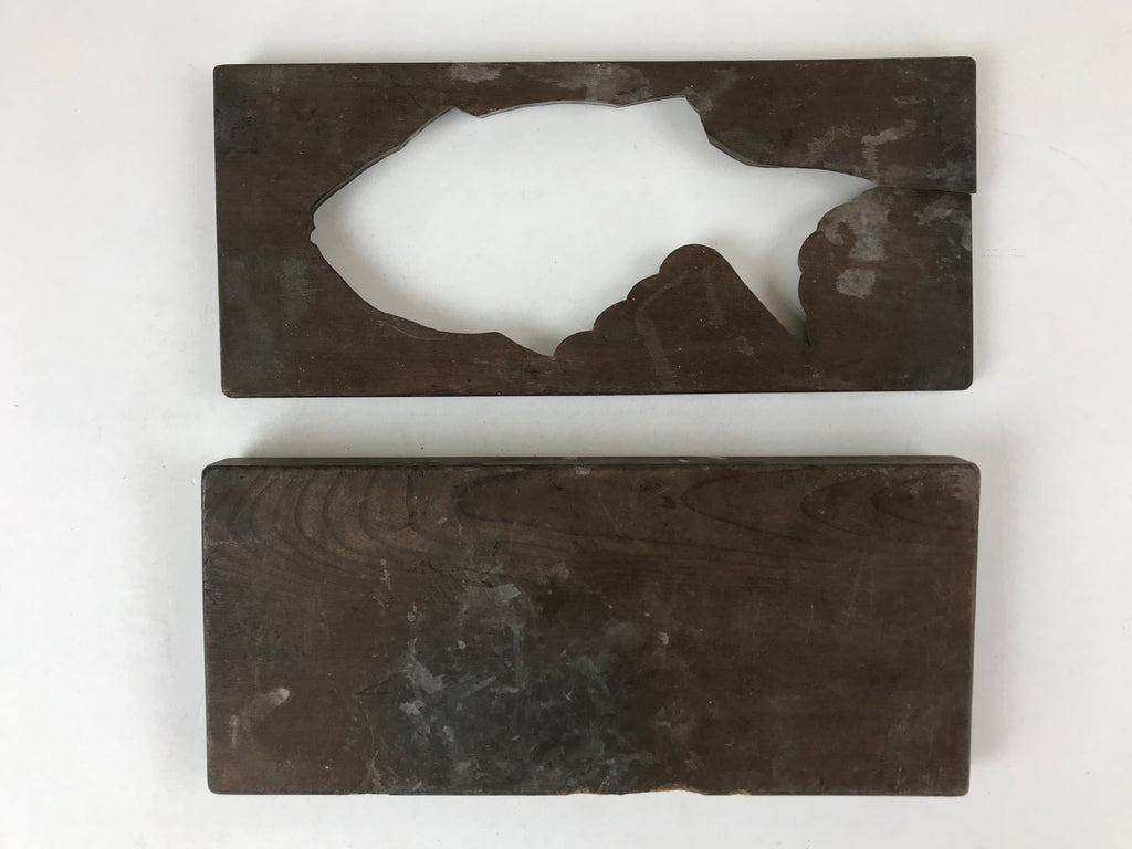 Japanese Wooden Carved Kashigata Cake Mold Vtg Sweet Wagashi Tai Fish Kg507