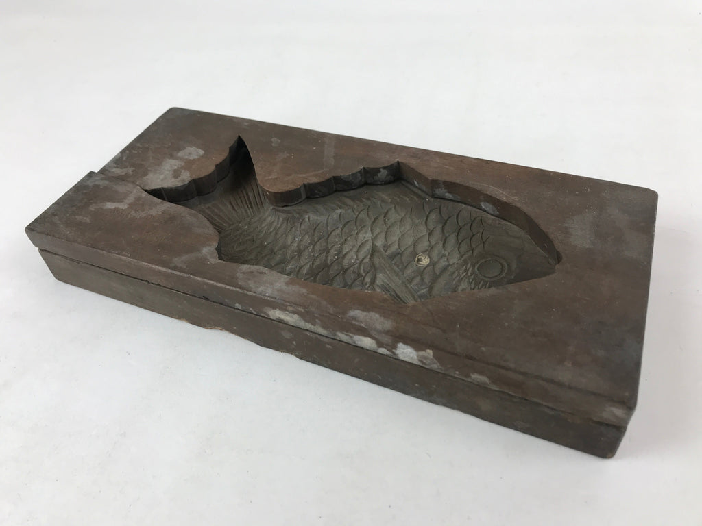 Japanese Wooden Carved Kashigata Cake Mold Vtg Sweet Wagashi Tai Fish Kg507