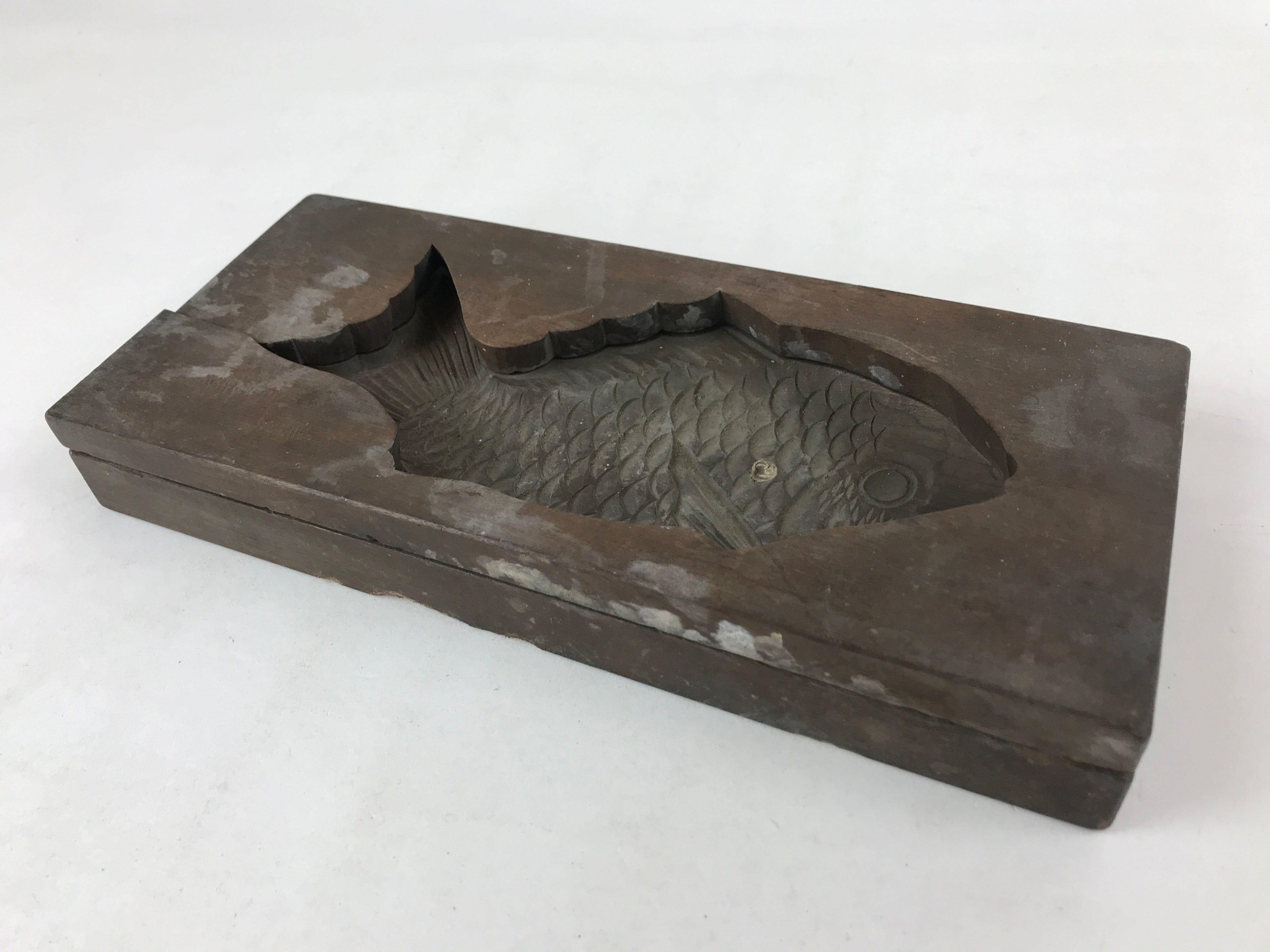 Japanese Wooden Carved Kashigata Cake Mold Vtg Sweet Wagashi Tai Fish Kg507